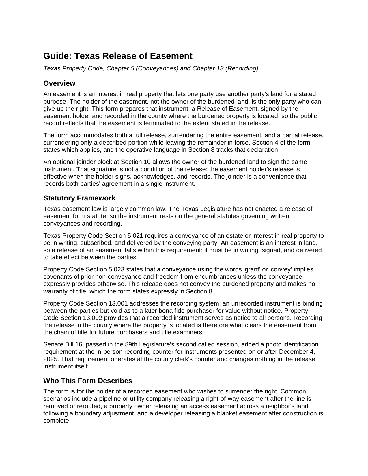 Delta County Release of Easement Guide
