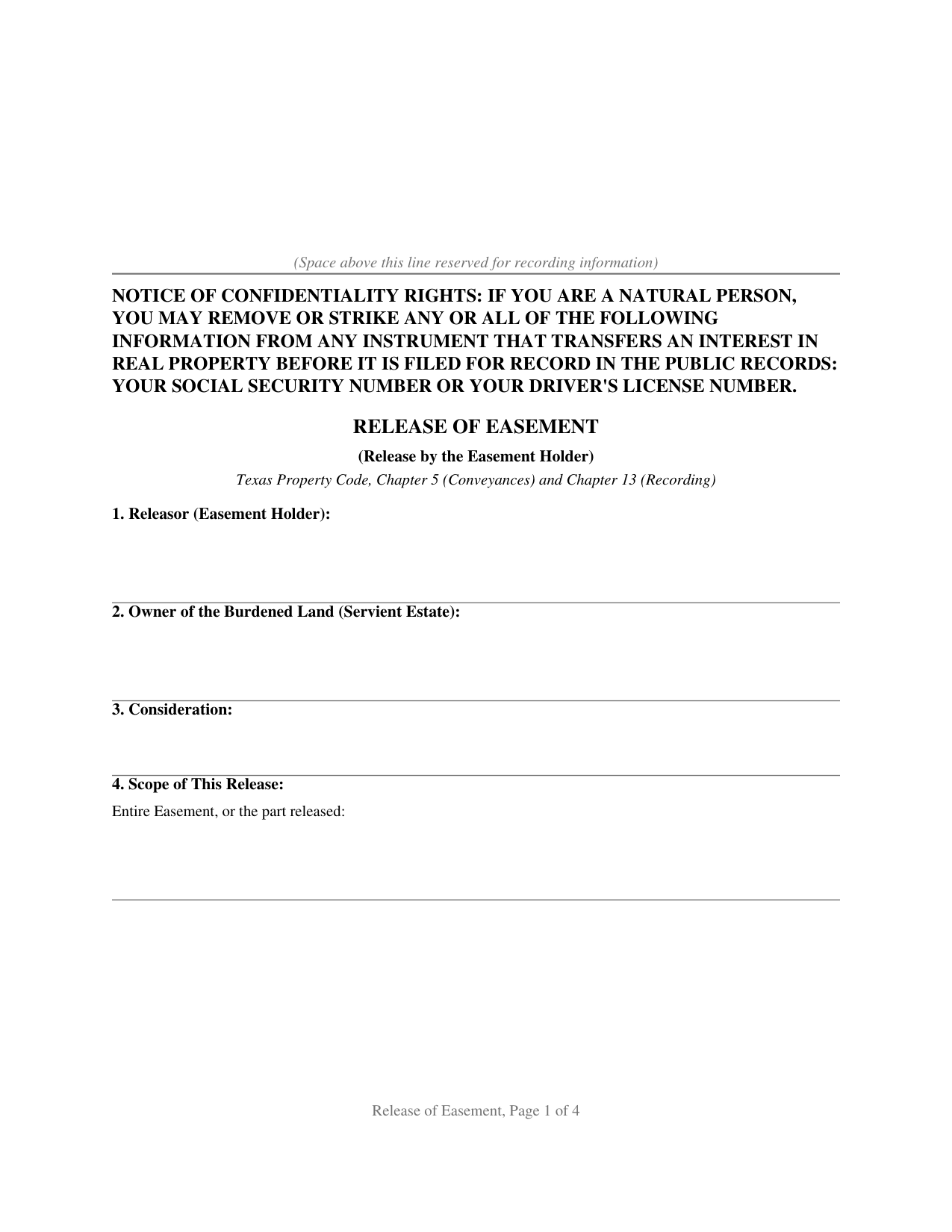 Delta County Release of Easement Form