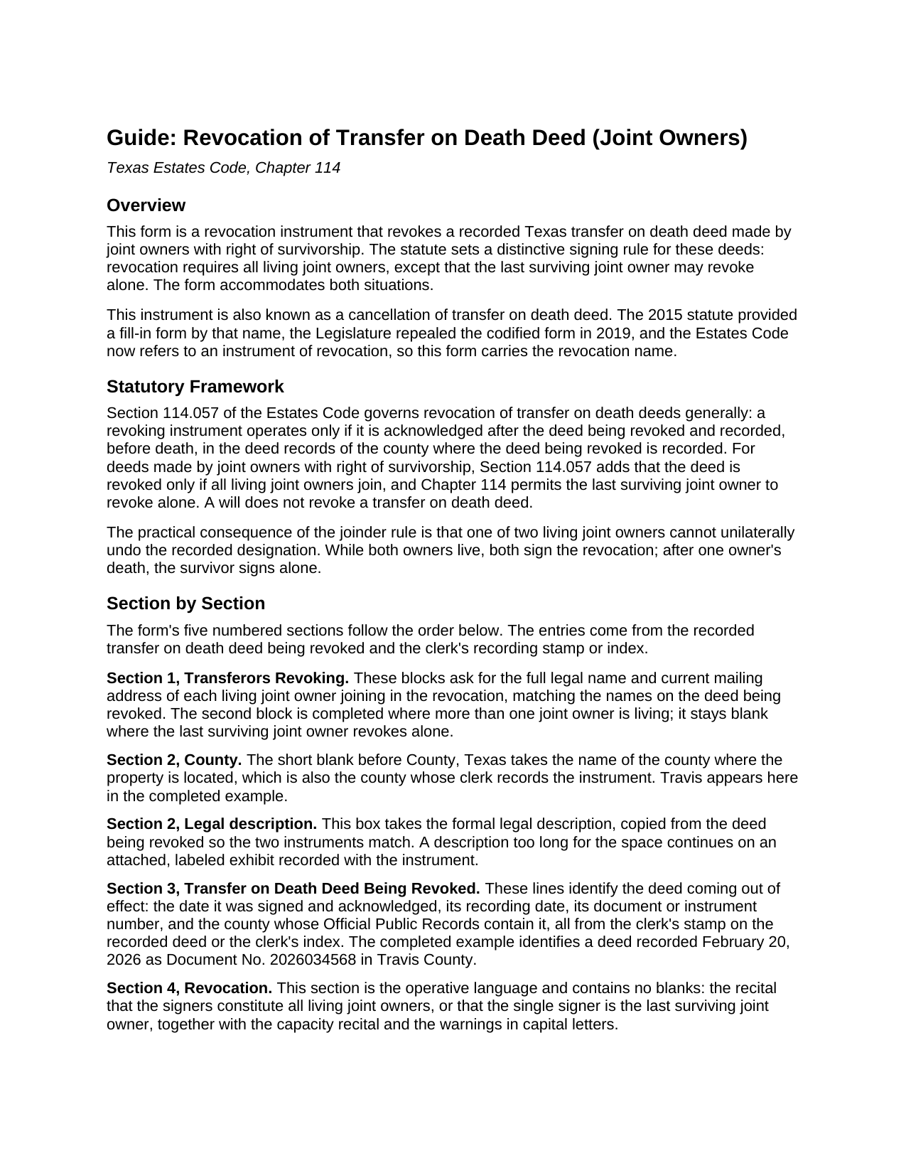 Bailey County Revocation of Transfer on Death Deed (Joint Owners) Guide