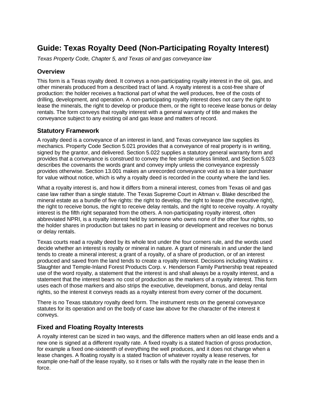 Delta County Royalty Deed Guide