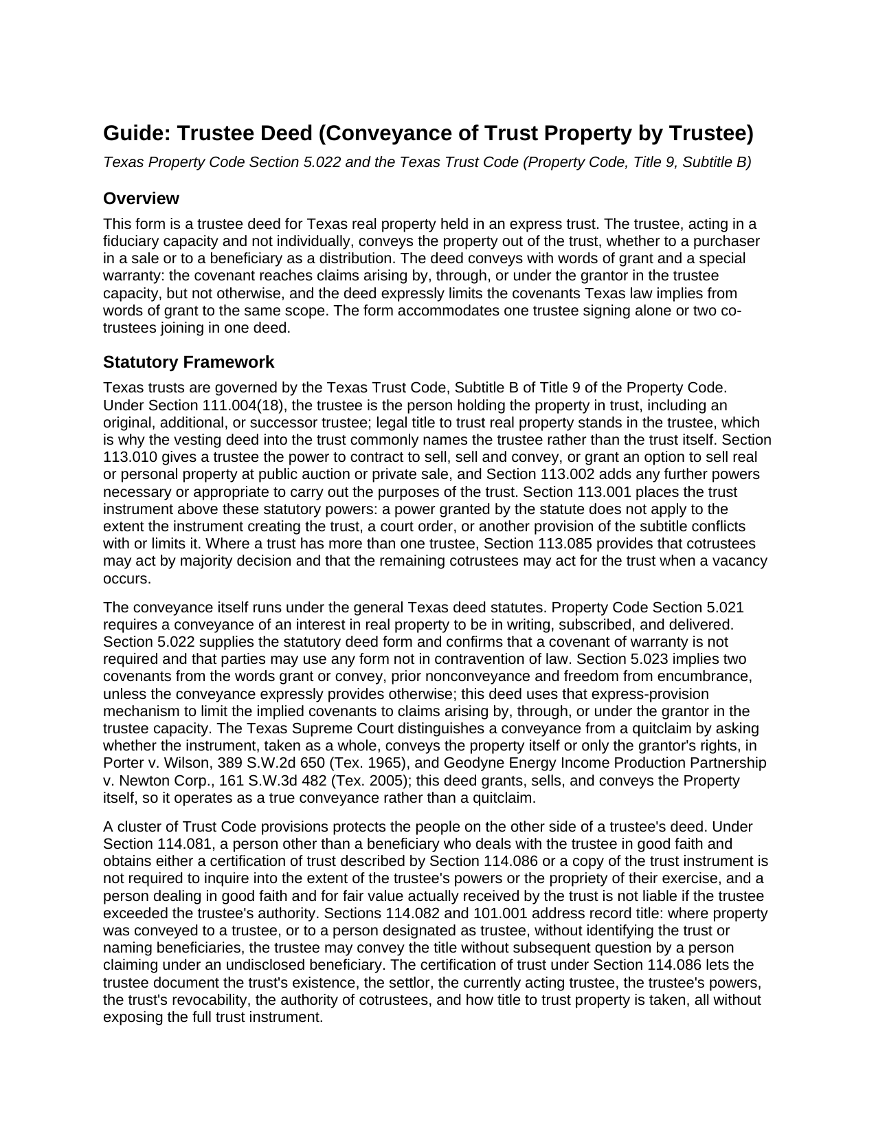 Bastrop County Trustee Deed Guide