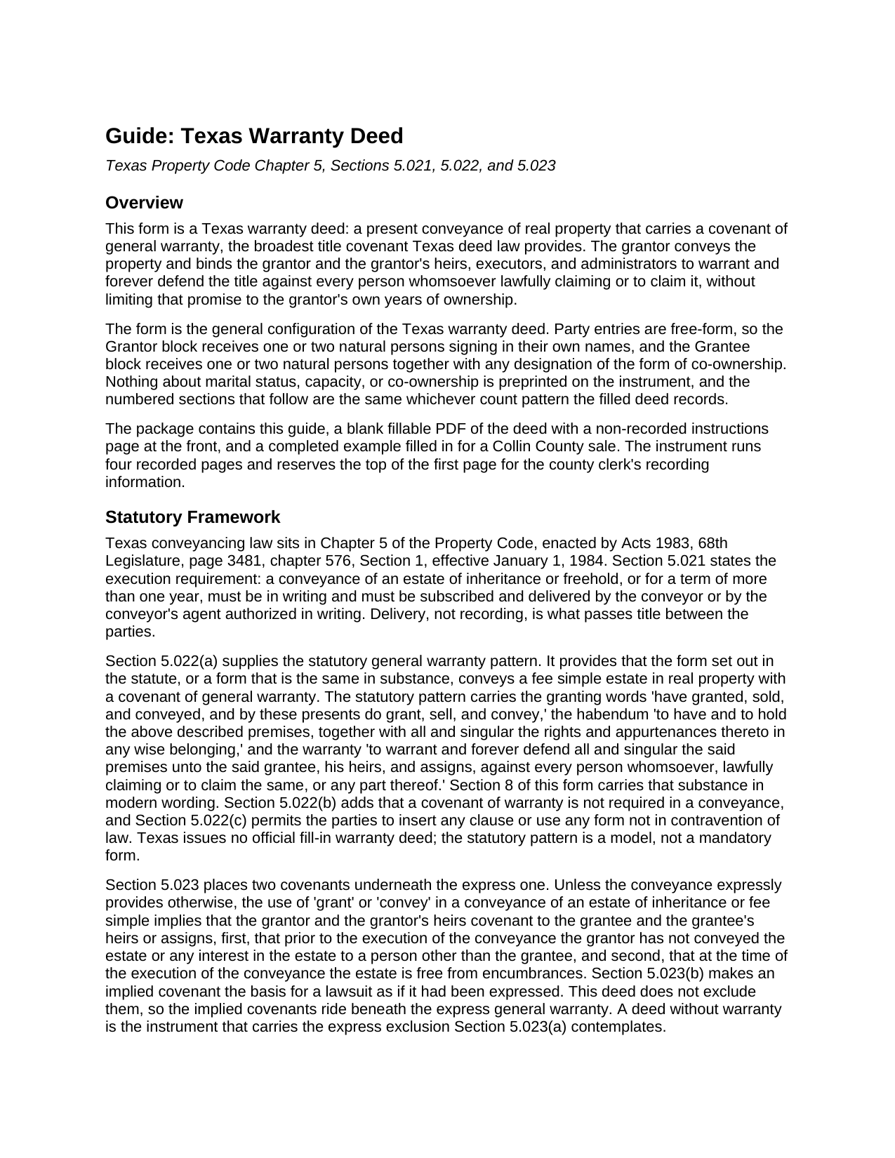 Bee County Warranty Deed Guide