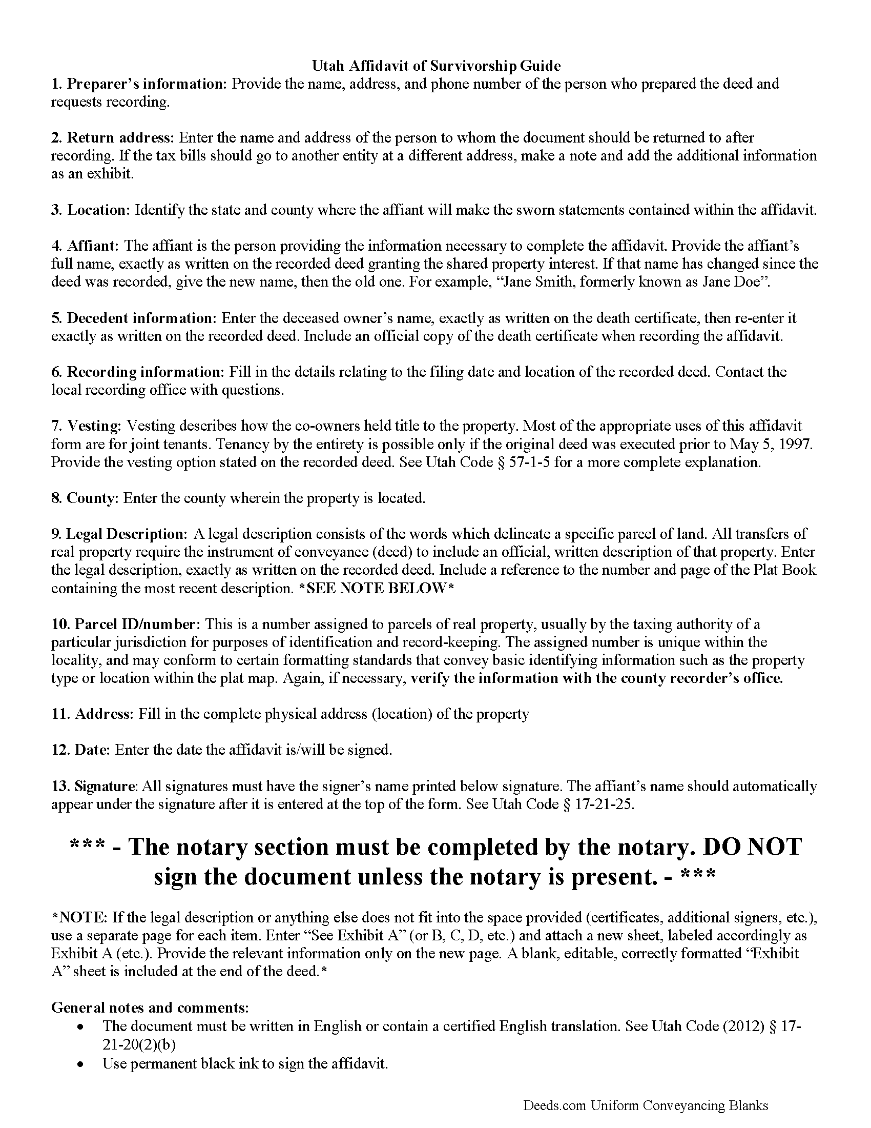 Davis County Affidavit of Surviving Joint Tenant Guide