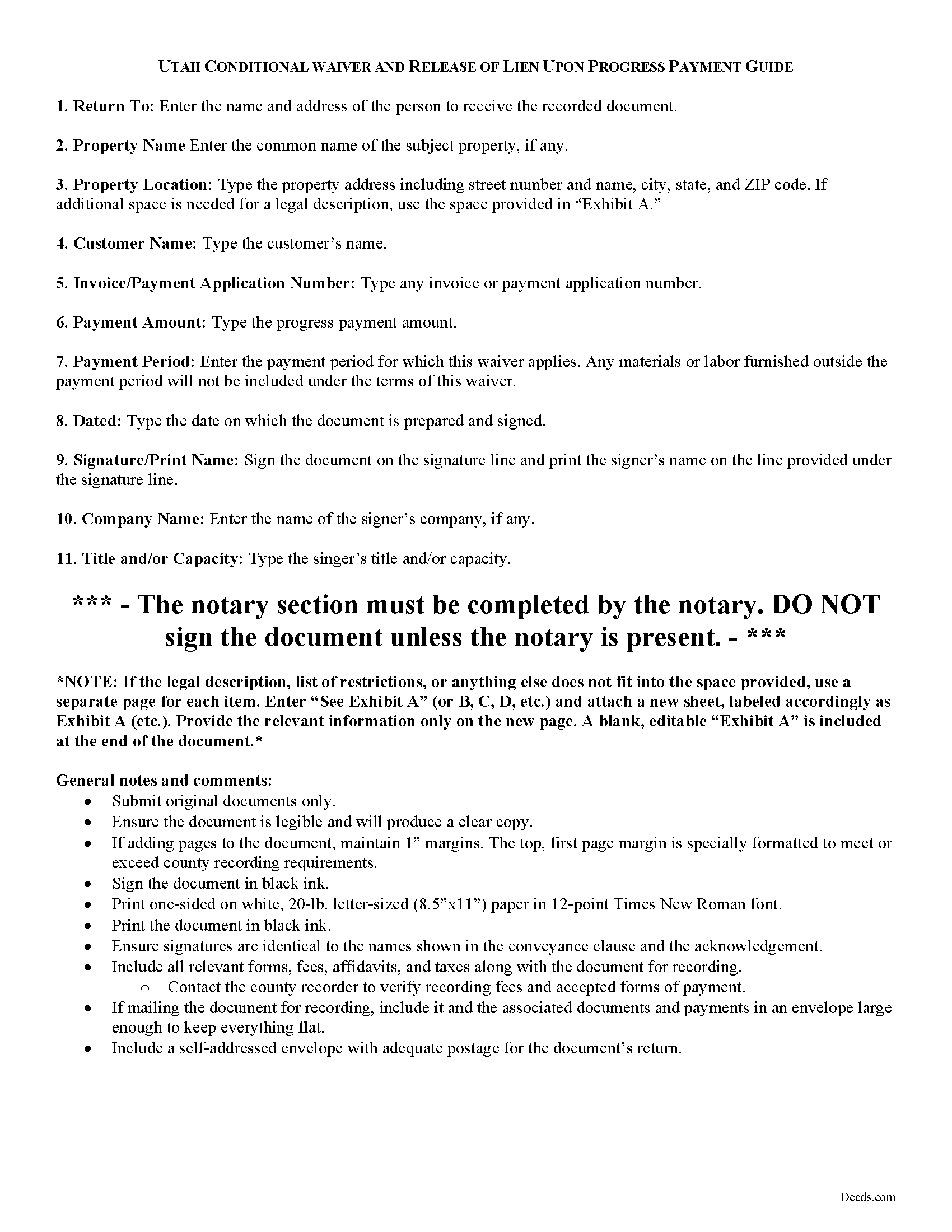 Tooele County Conditional Lien Waiver on Progress Payment Guide