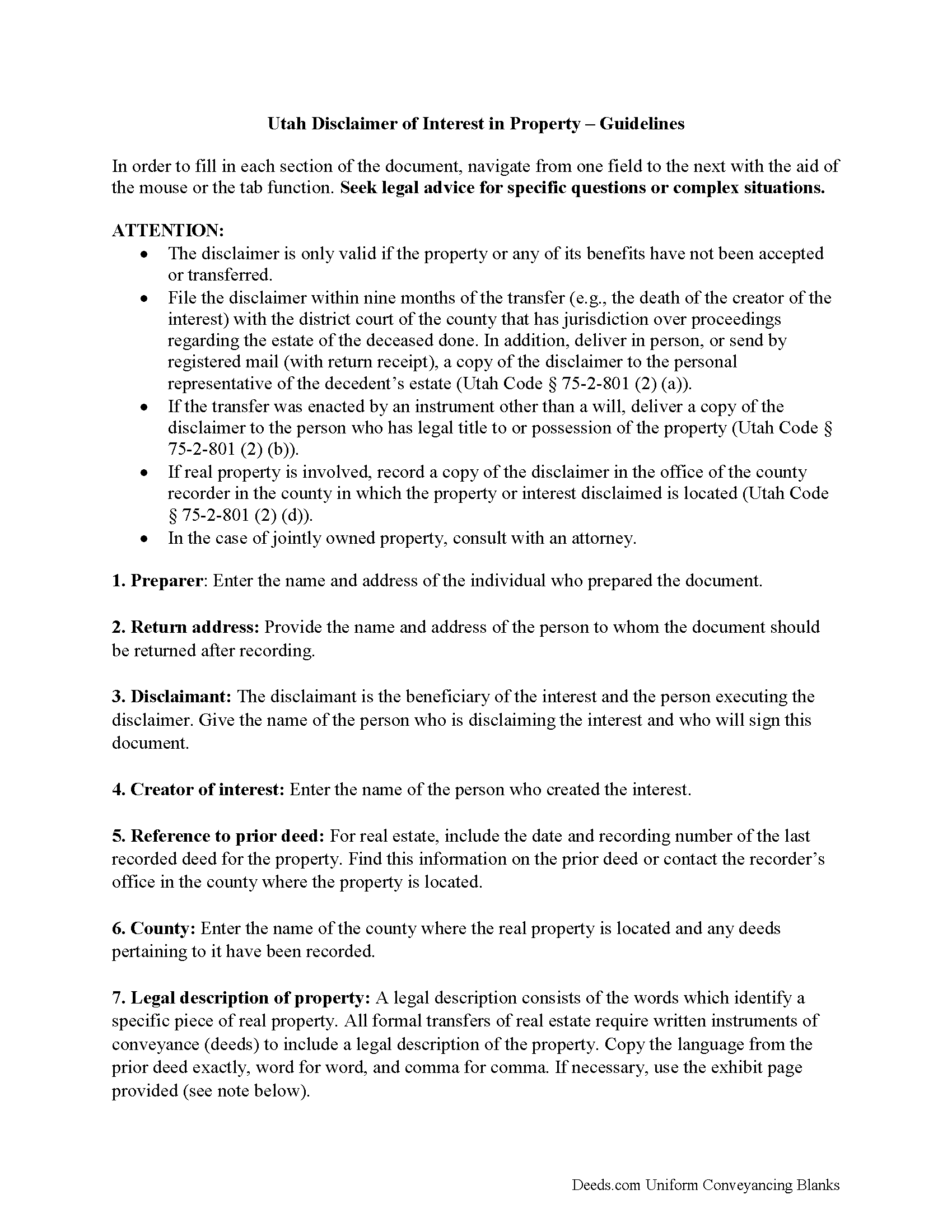 Davis County Disclaimer of Interest Guide