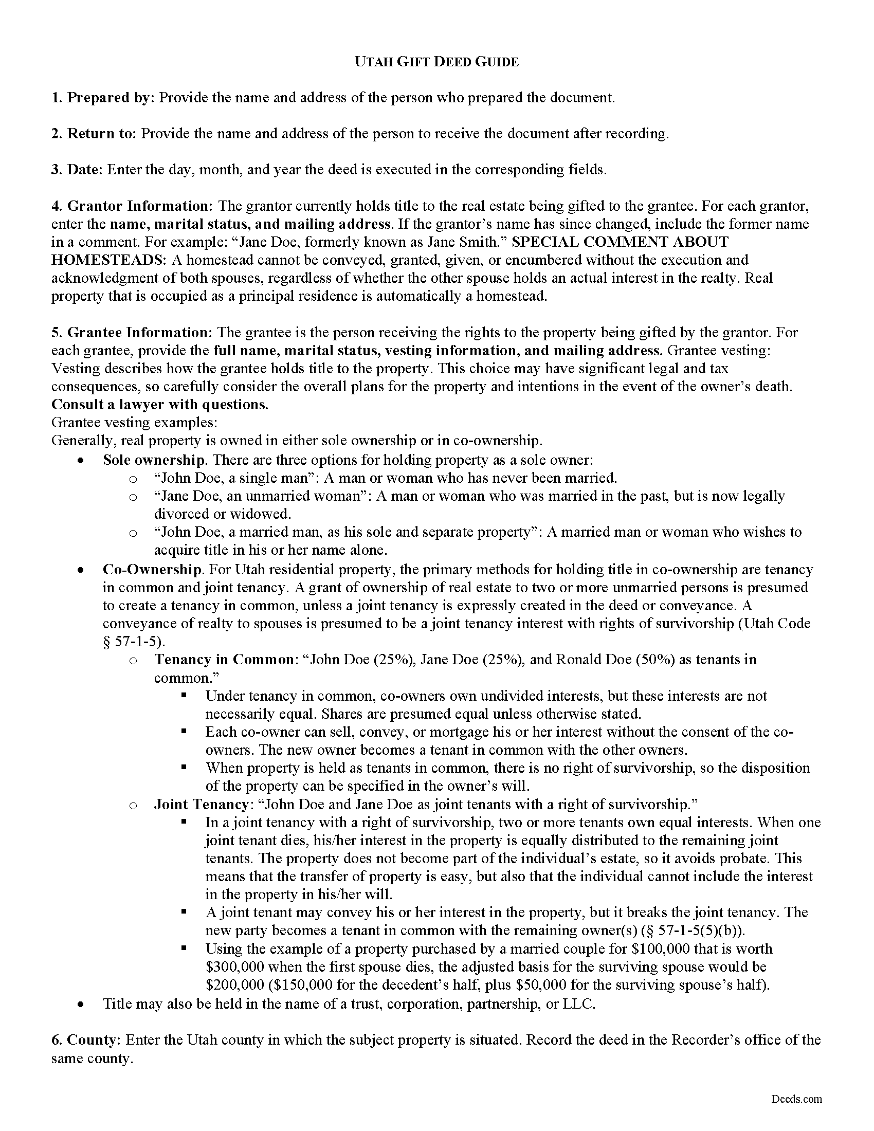Davis County Gift Deed Guide