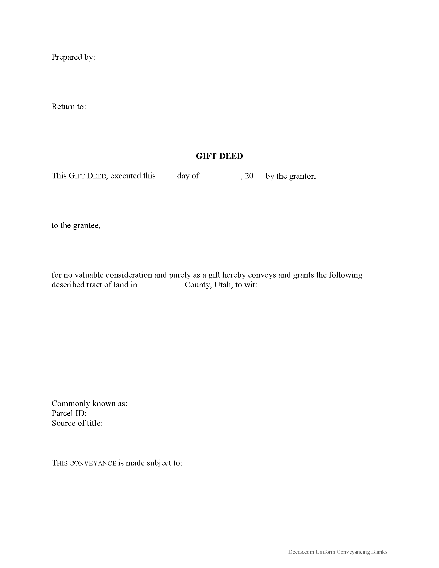 Davis County Gift Deed Form