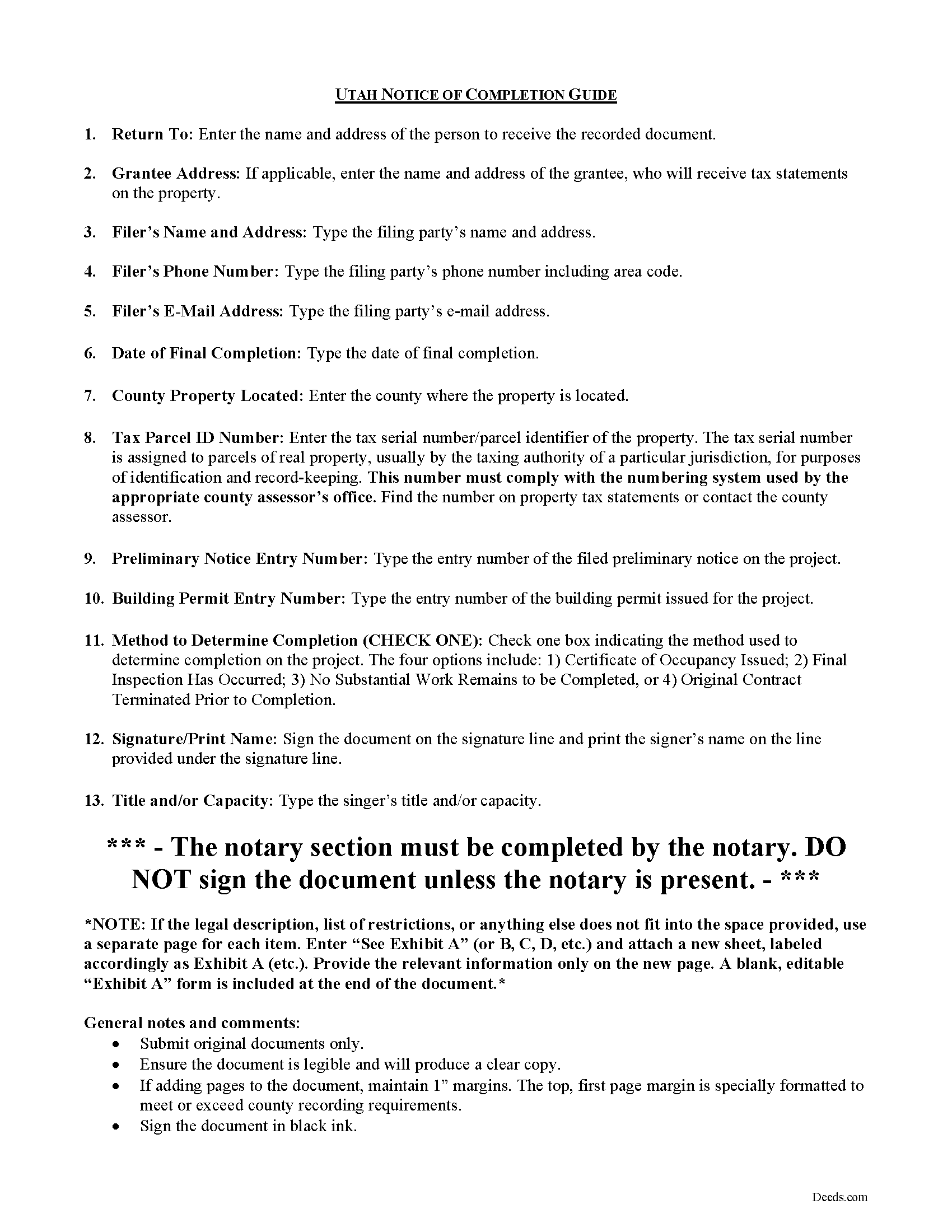Davis County Notice of Completion Guide