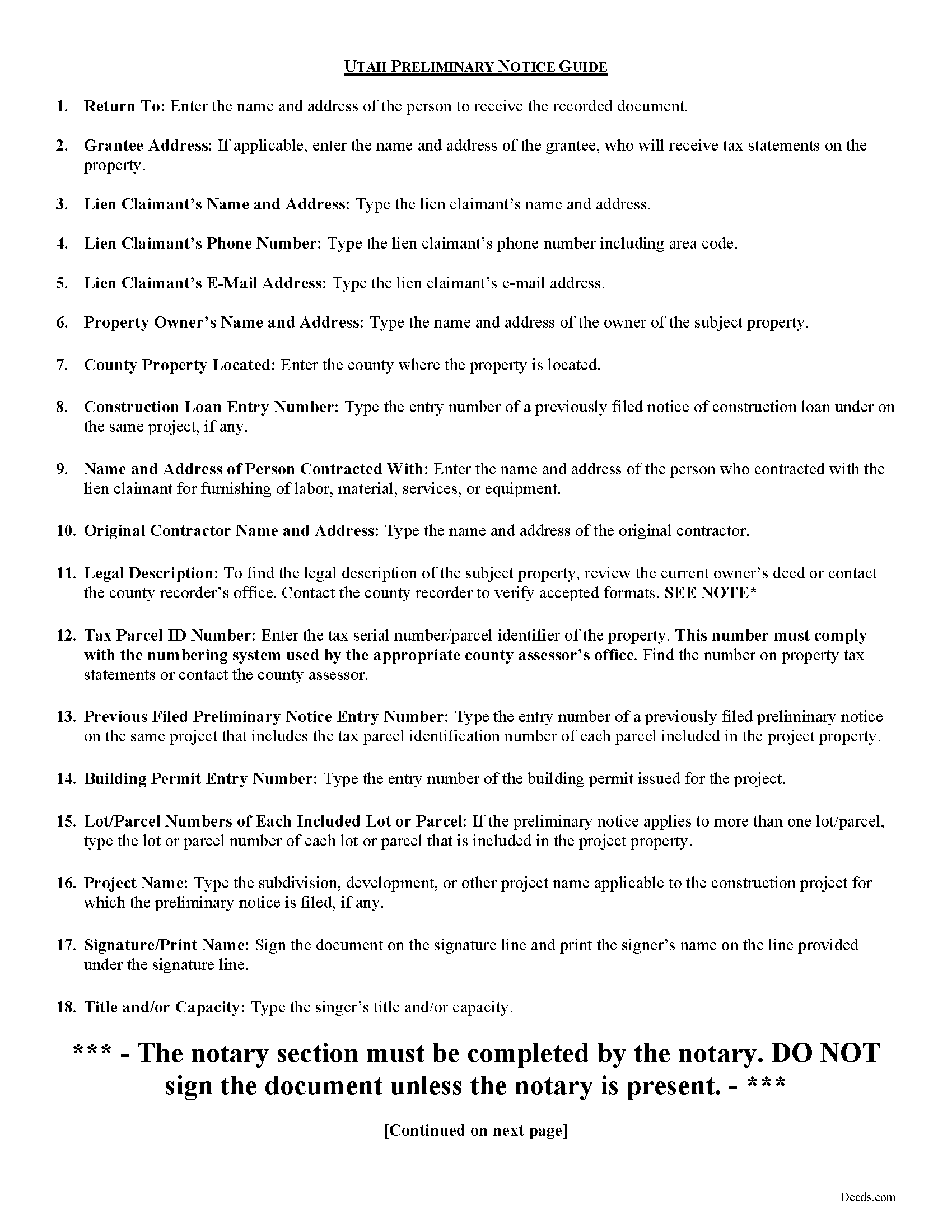 Wayne County Preliminary Notice of Lien Guide