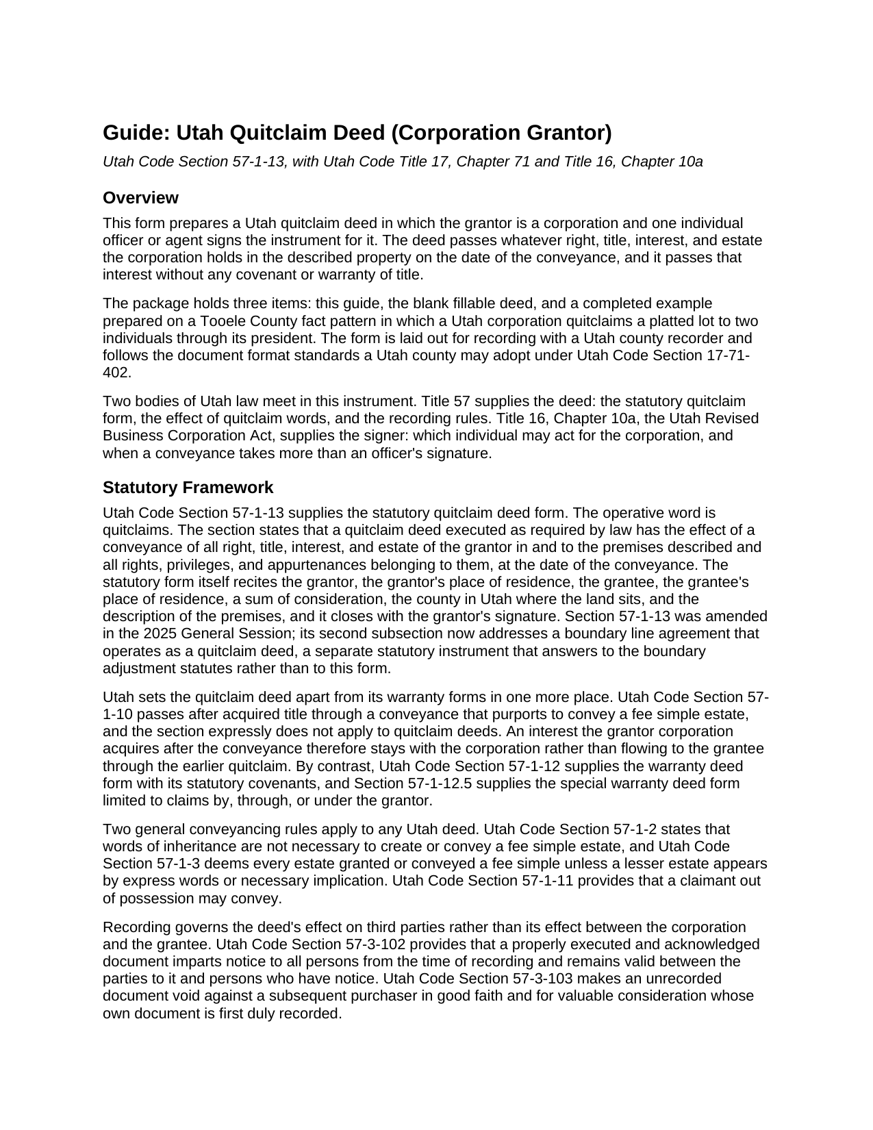 Kane County Quitclaim Deed (Corporation Grantor) Guide