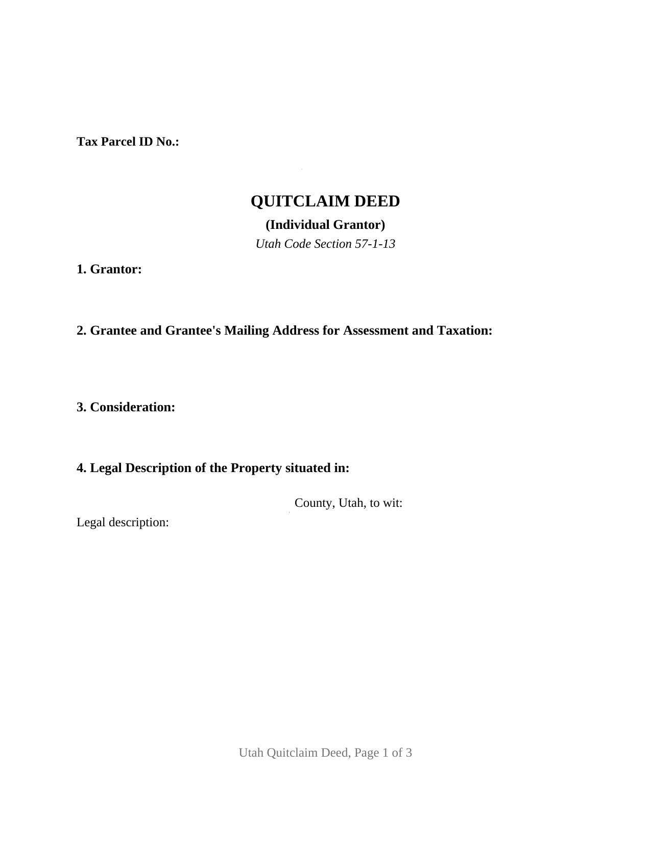 Washington County Quitclaim Deed Form