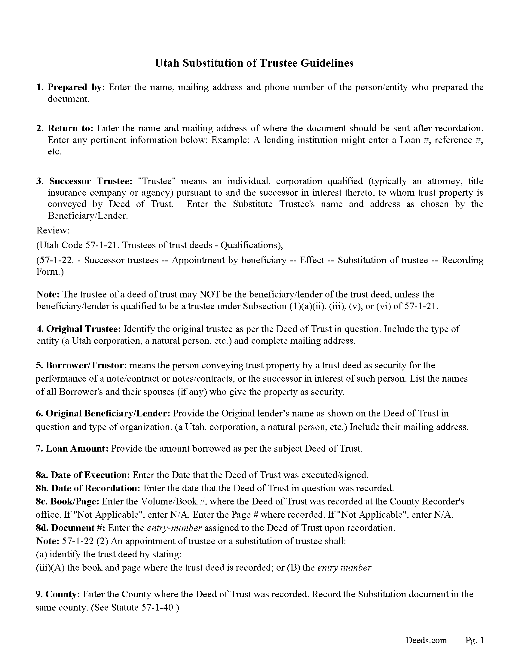 Davis County Substitution of Trustee Guidelines