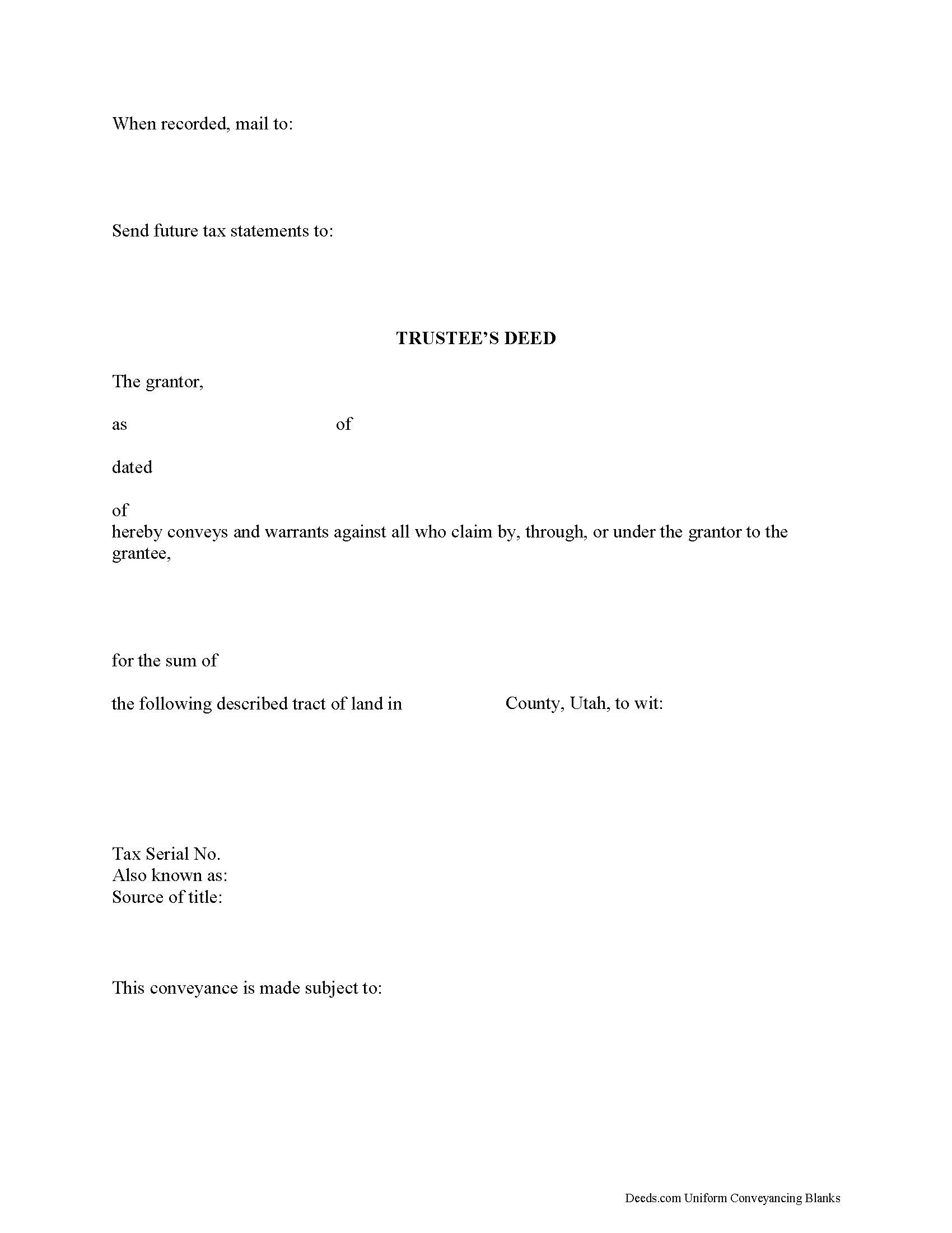 Wayne County Trustee Deed Form