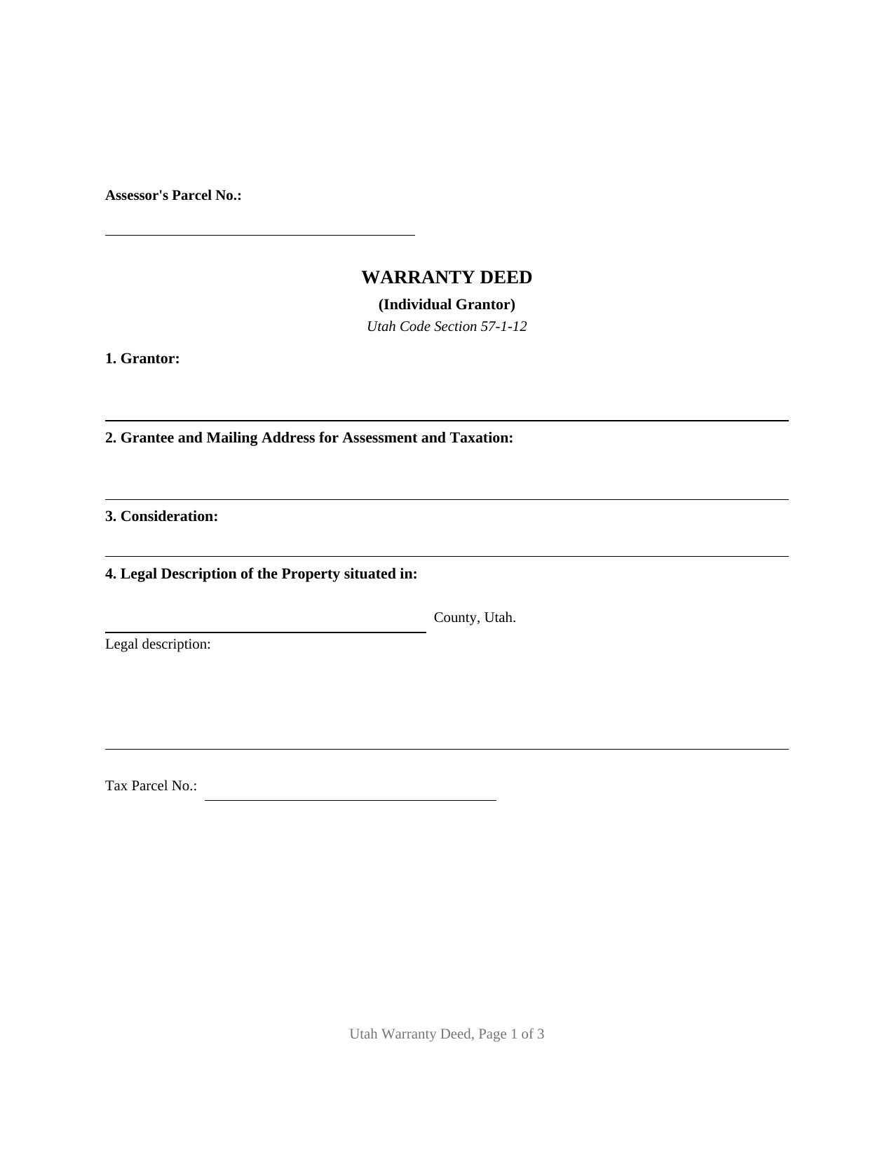 Wayne County Warranty Deed (Individual Grantor) Form