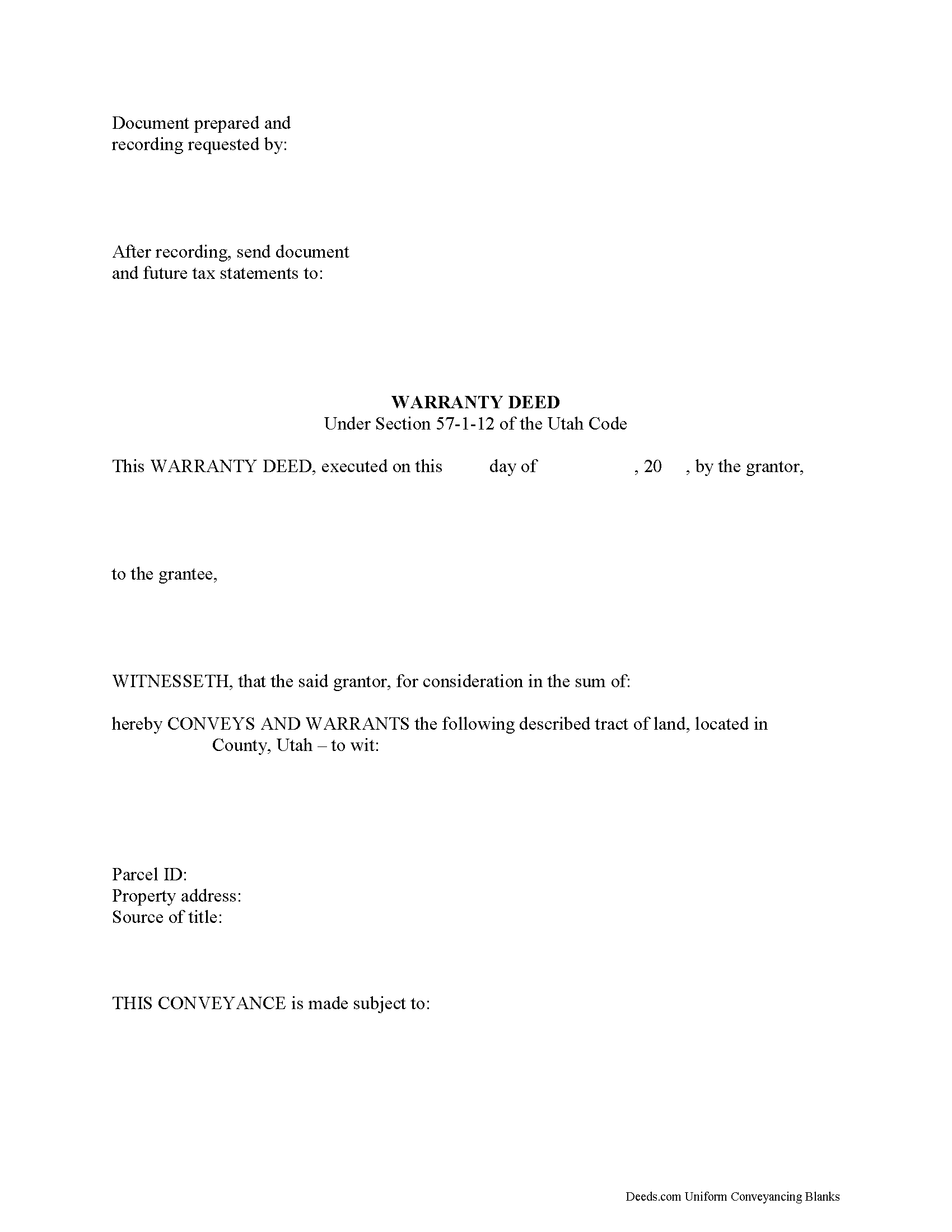 Davis County Warranty Deed Form