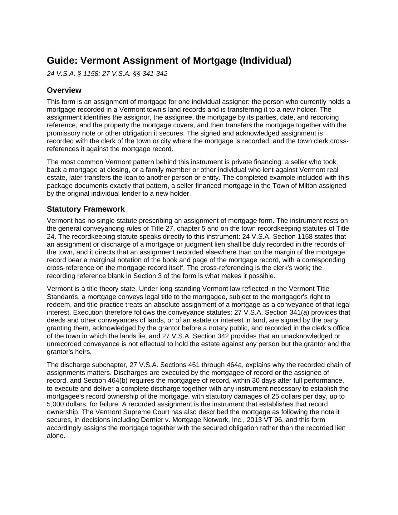 Rutland County Assignment of Mortgage Guide