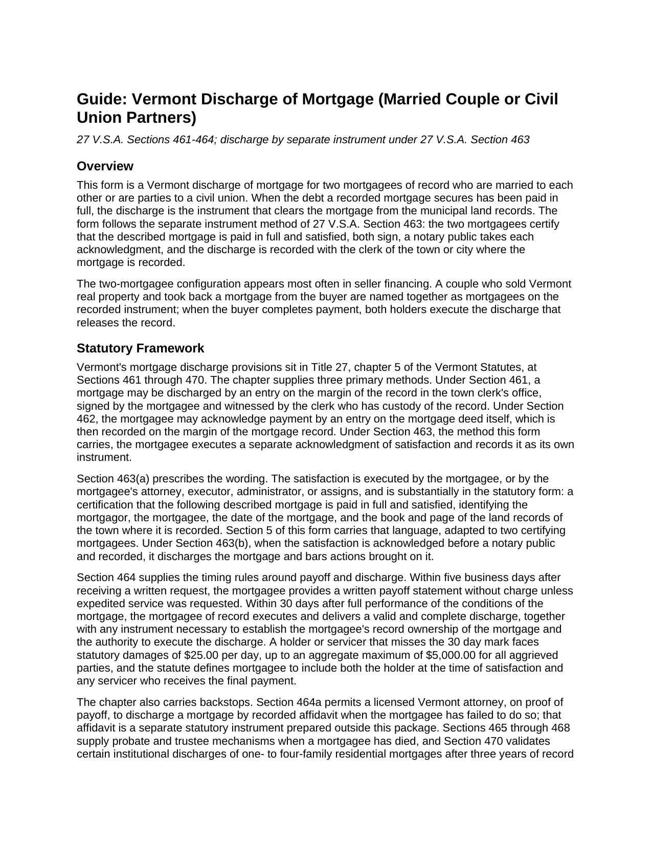 Essex County Discharge of Mortgage (Married Couple or Civil Union Partners) Guide