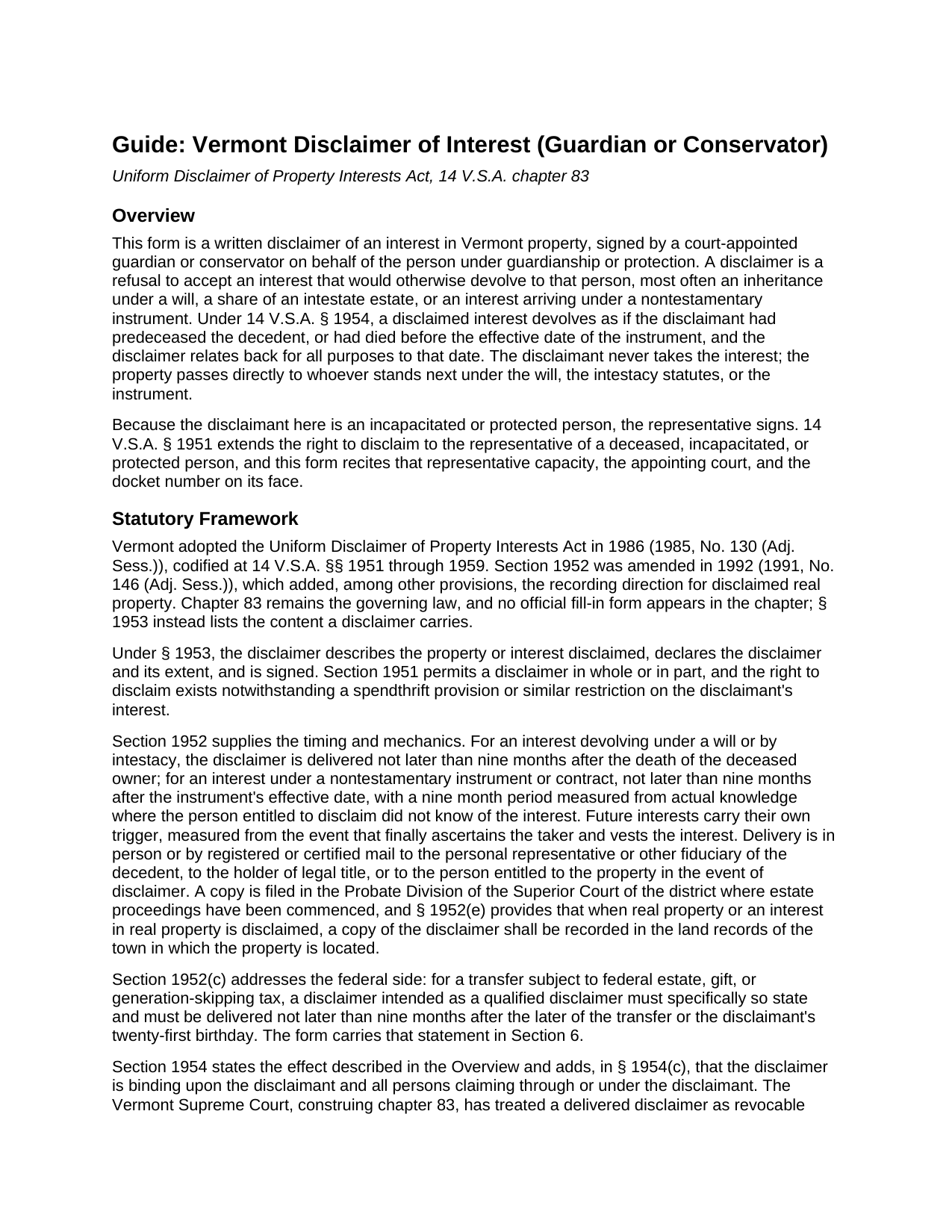 Essex County Disclaimer of Interest (Guardian or Conservator) Guide