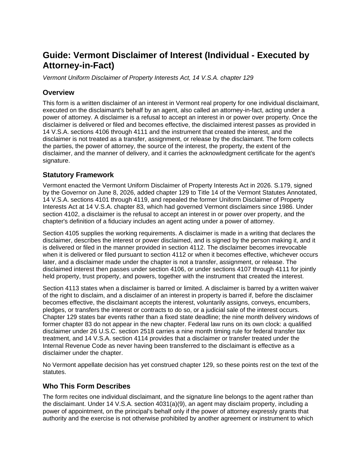 Essex County Disclaimer of Interest (Individual - Executed by Attorney-in-Fact) Guide