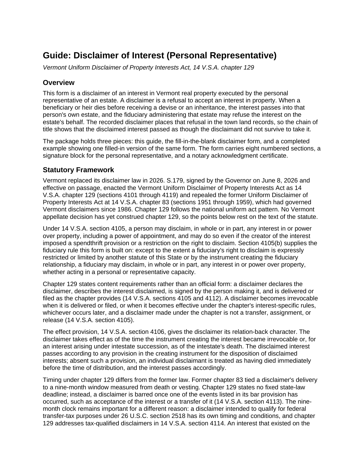 Essex County Disclaimer of Interest (Personal Representative) Guide