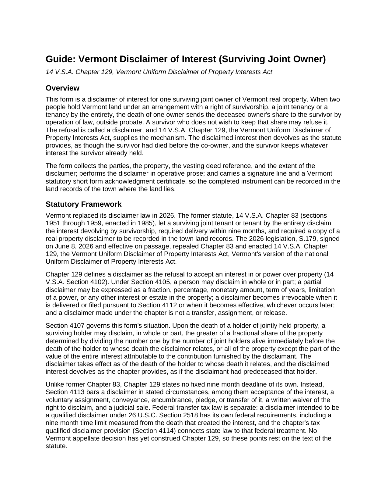 Essex County Disclaimer of Interest (Surviving Joint Owner) Guide