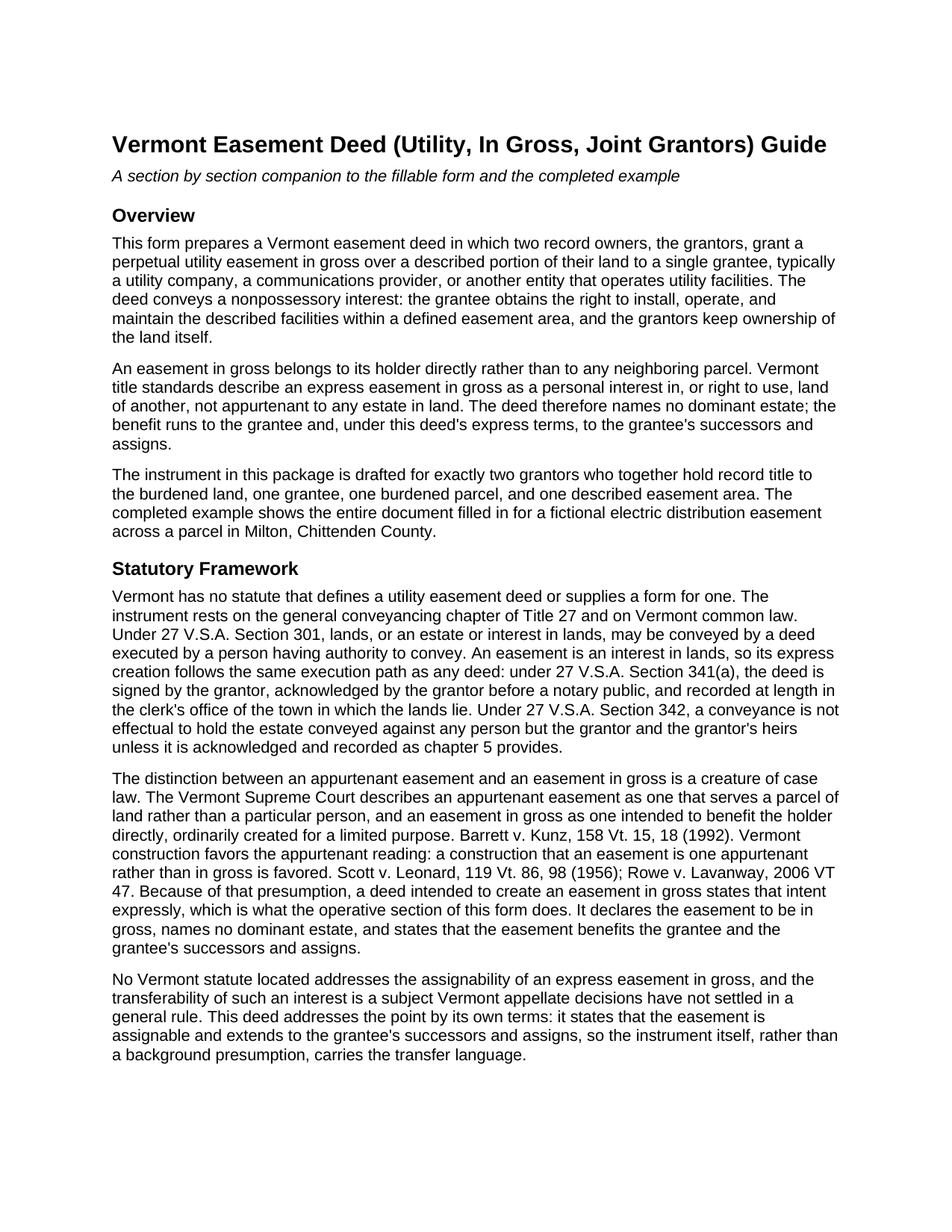 Essex County Easement Deed (Utility, In Gross, Joint Grantors) Guide