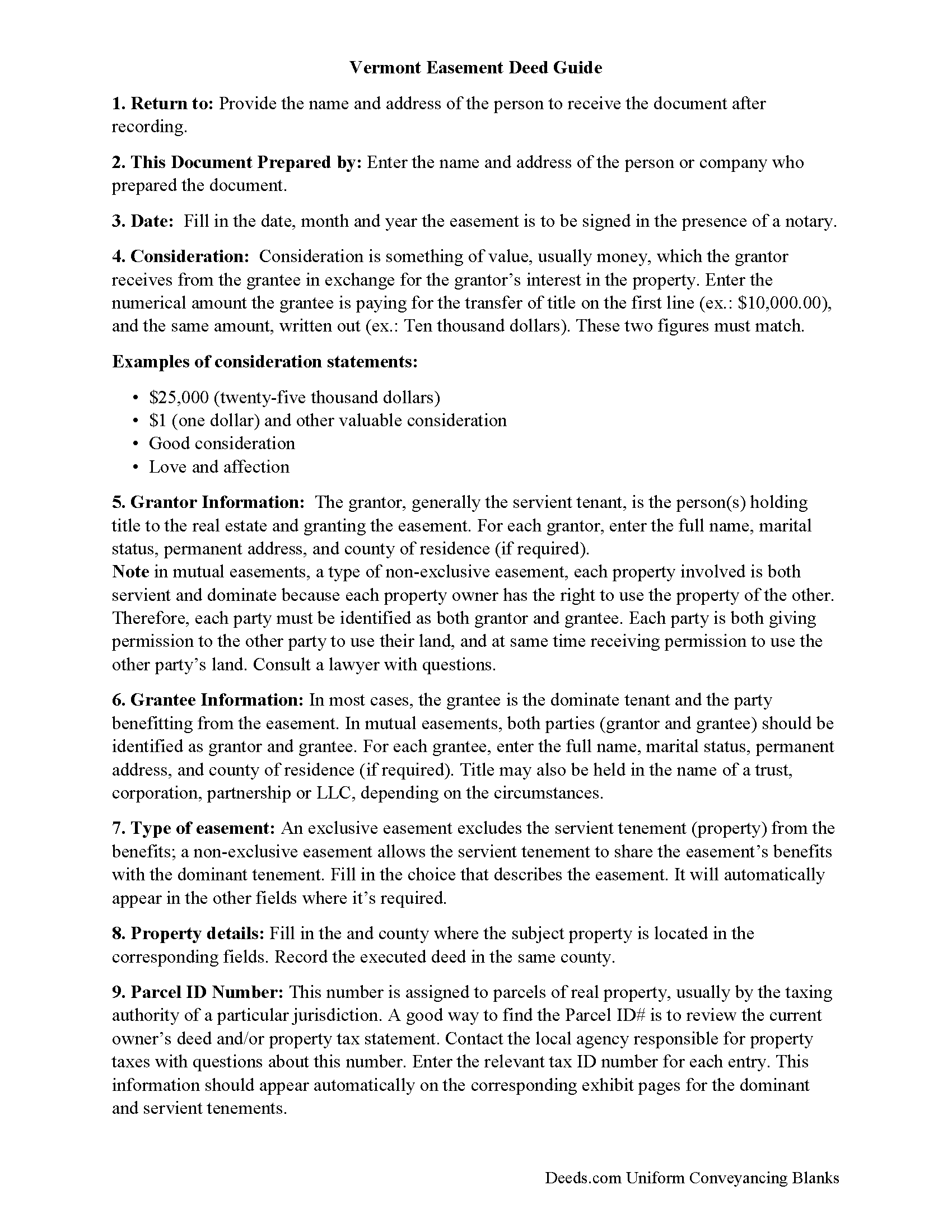 Addison County Easement Deed Guide