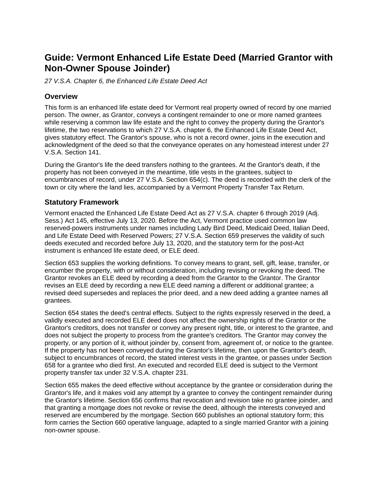 Essex County Enhanced Life Estate Deed (Married Grantor with Non-Owner Spouse Joinder) Guide