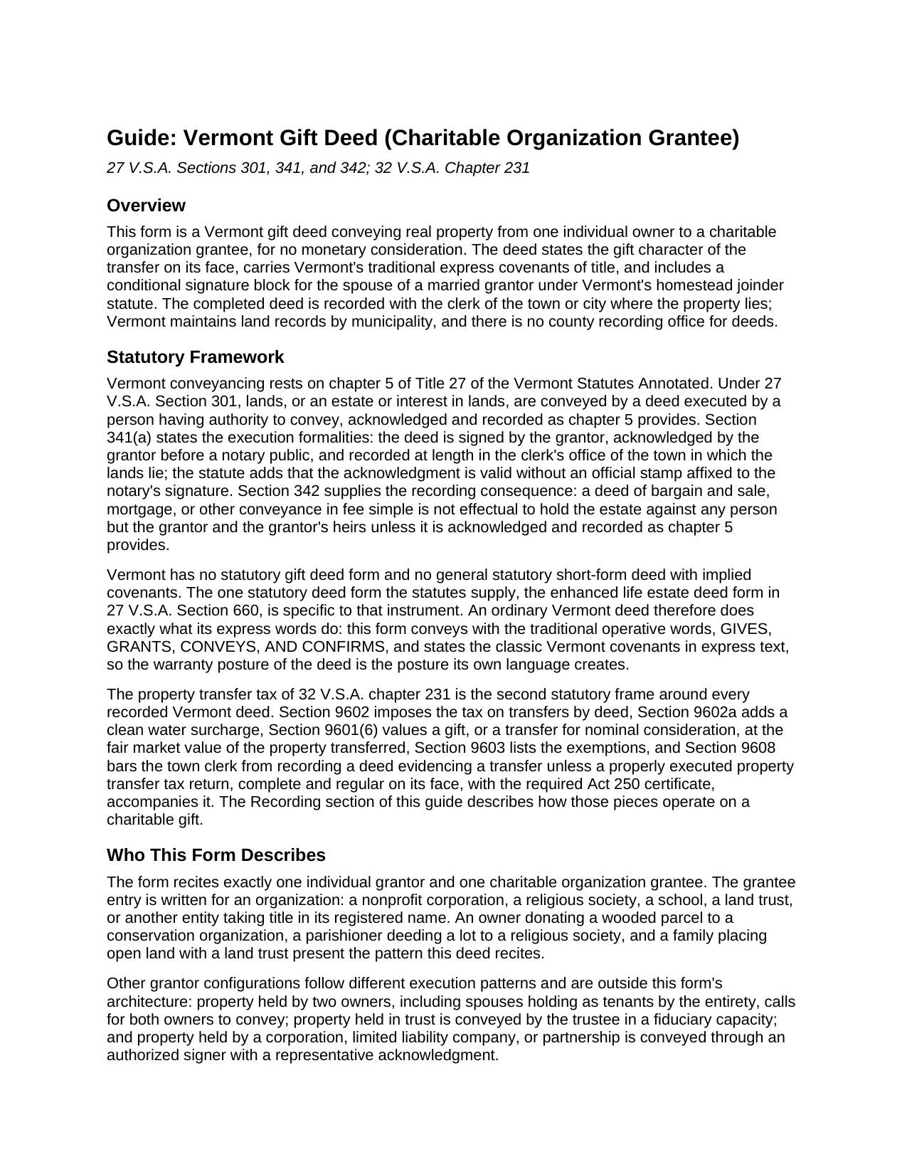 Orange County Gift Deed (Charitable Organization Grantee) Guide