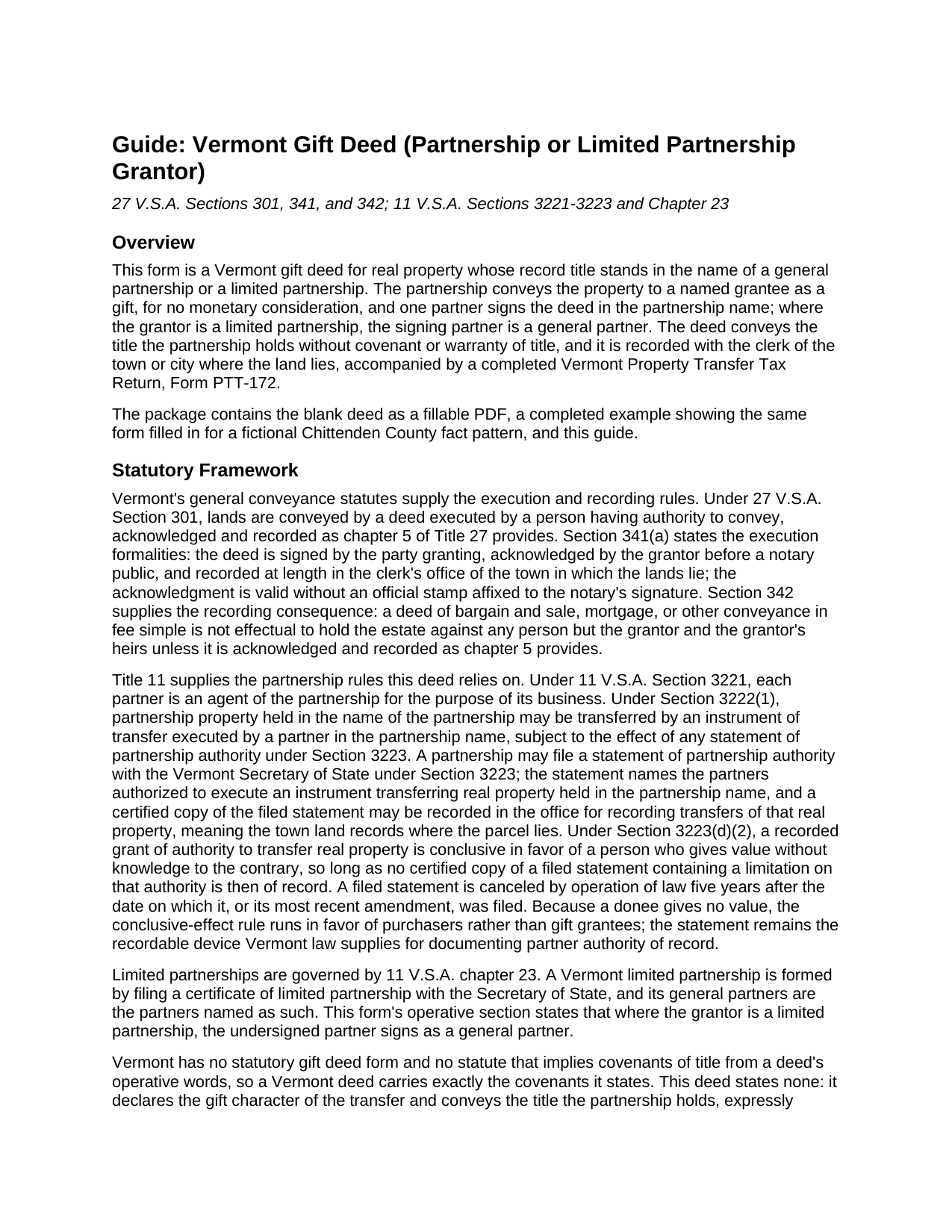 Essex County Gift Deed (Partnership or Limited Partnership Grantor) Guide
