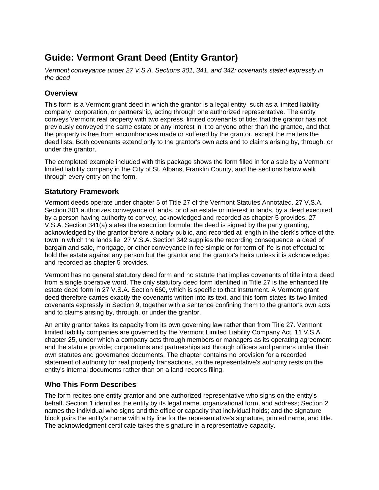 Orange County Grant Deed (Entity Grantor) Guide