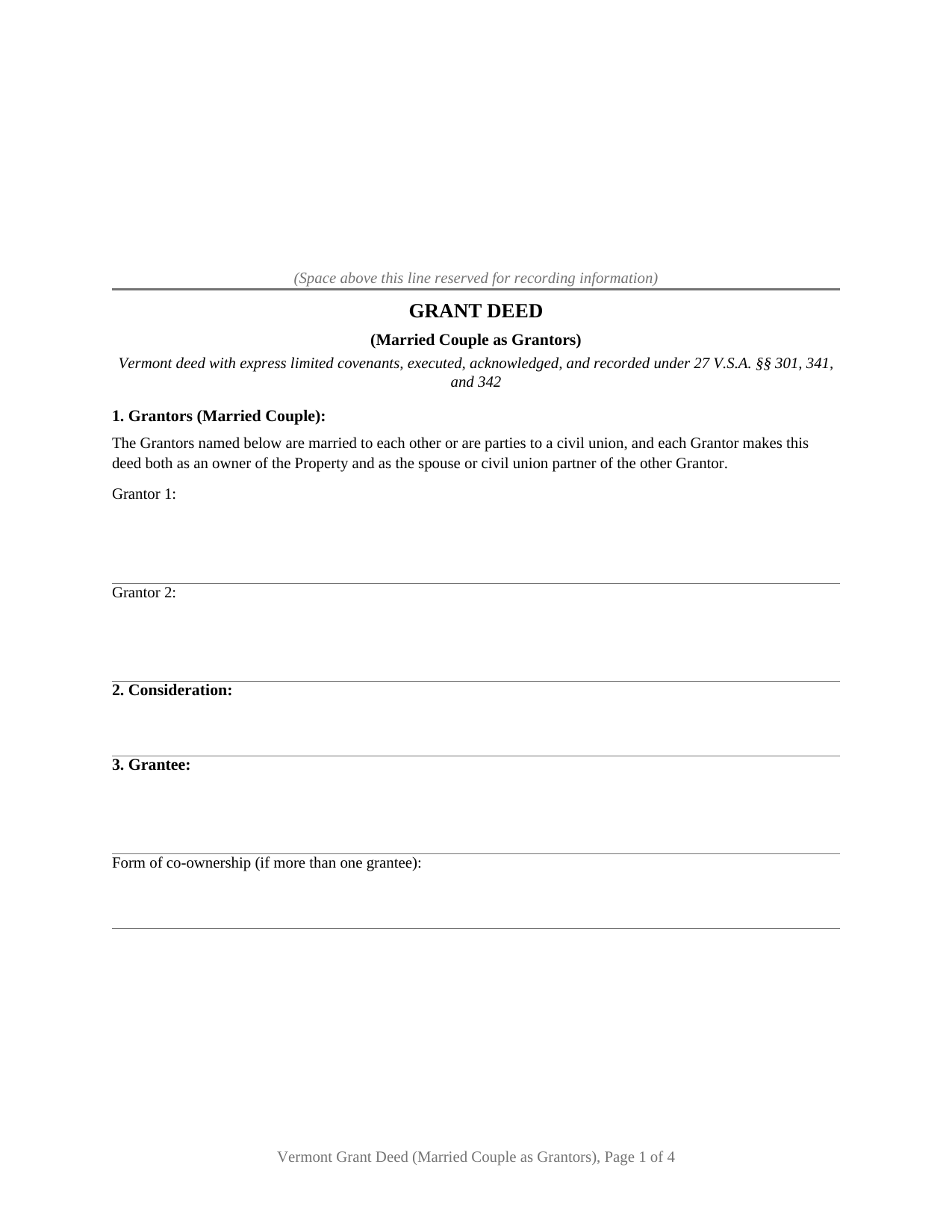 Franklin County Grant Deed (Married Couple as Grantors) Form