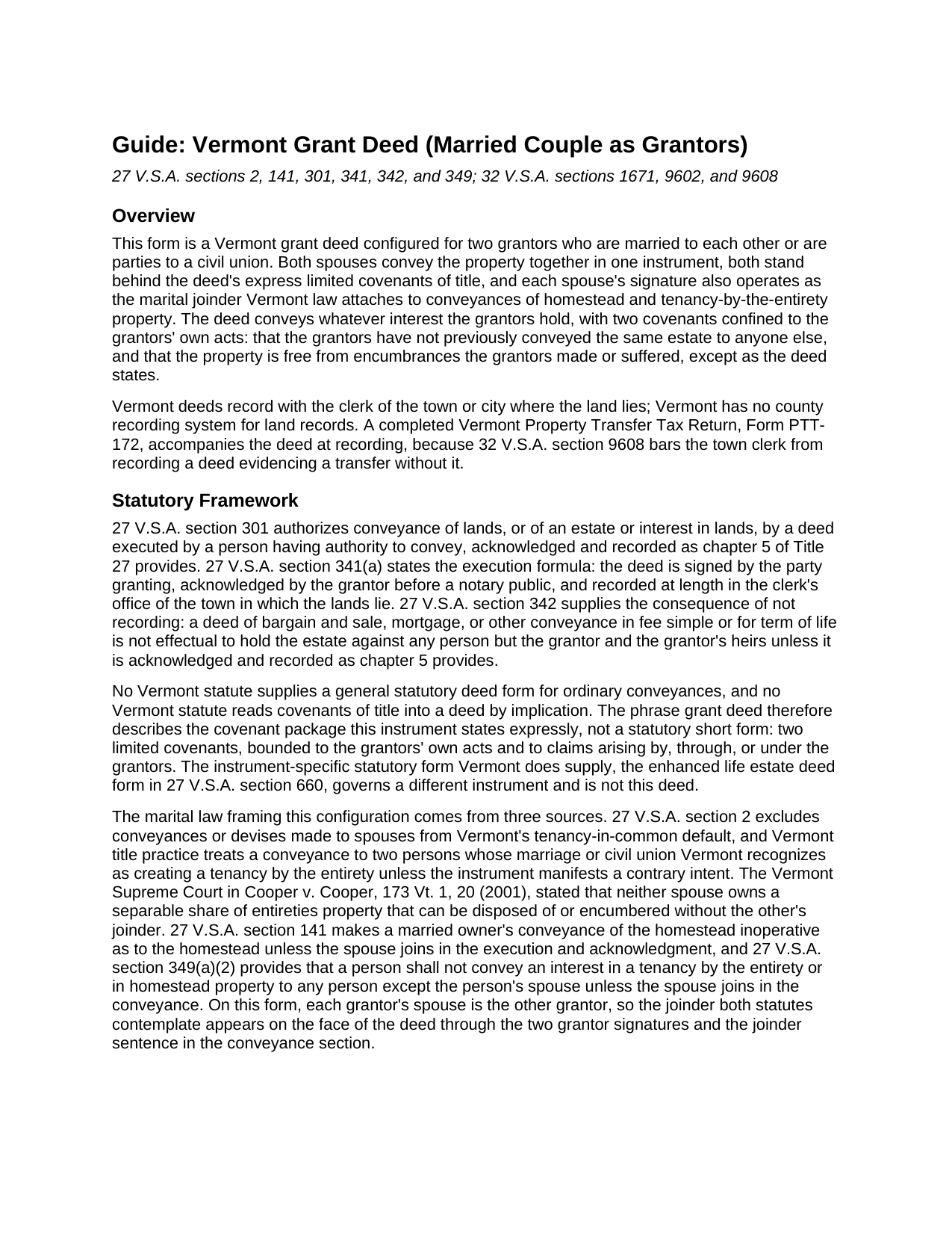 Franklin County Grant Deed (Married Couple as Grantors) Guide