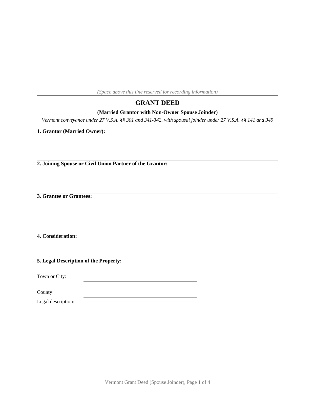 Orange County Grant Deed (Married Grantor with Non-Owner Spouse Joinder) Form