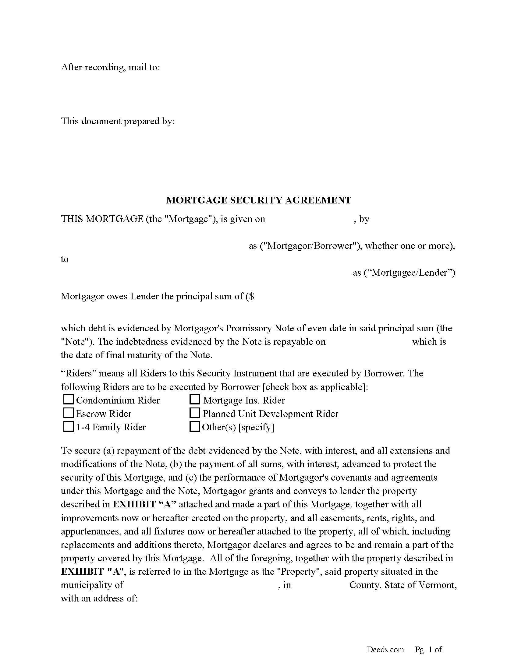 Addison County Mortgage Form