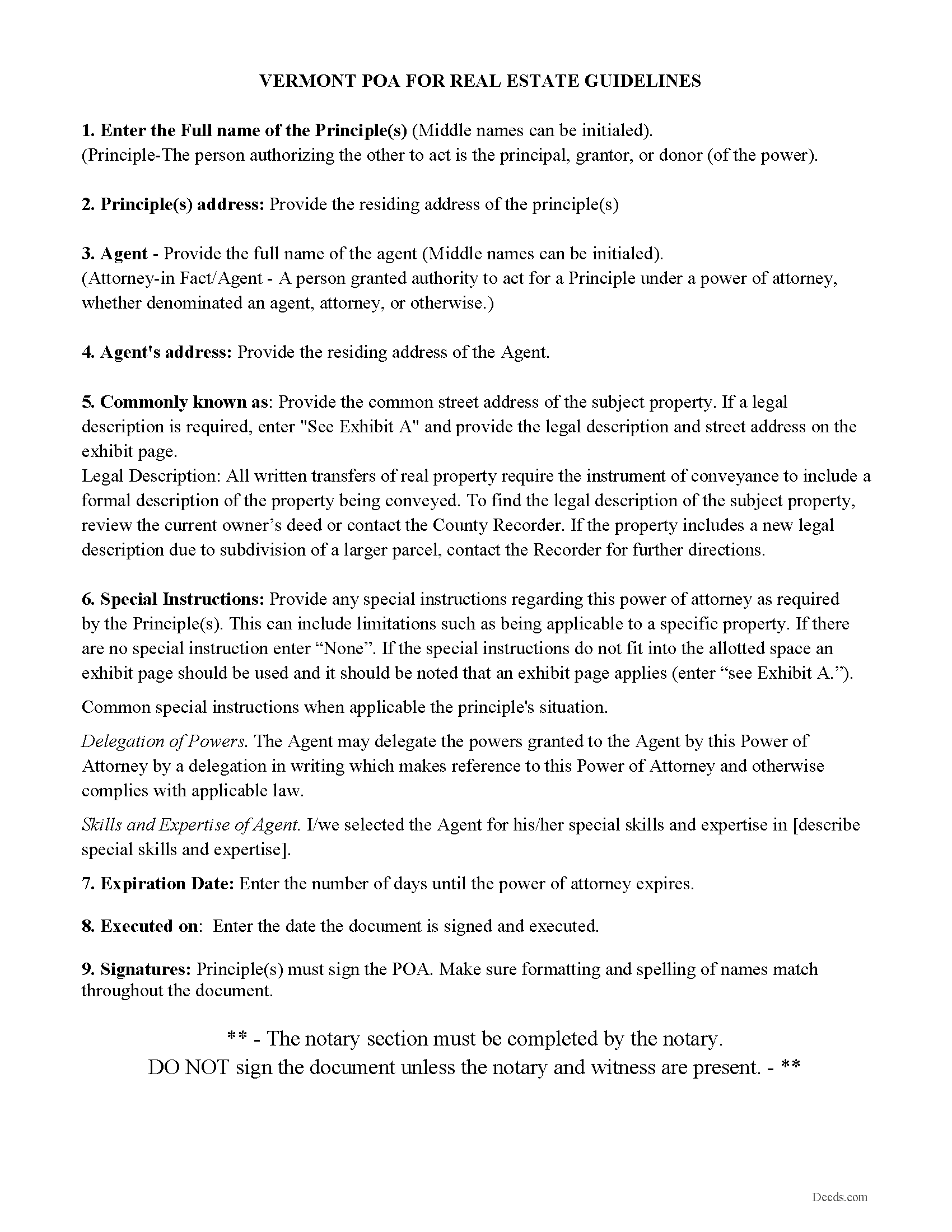Addison County Power of Attorney Guidelines