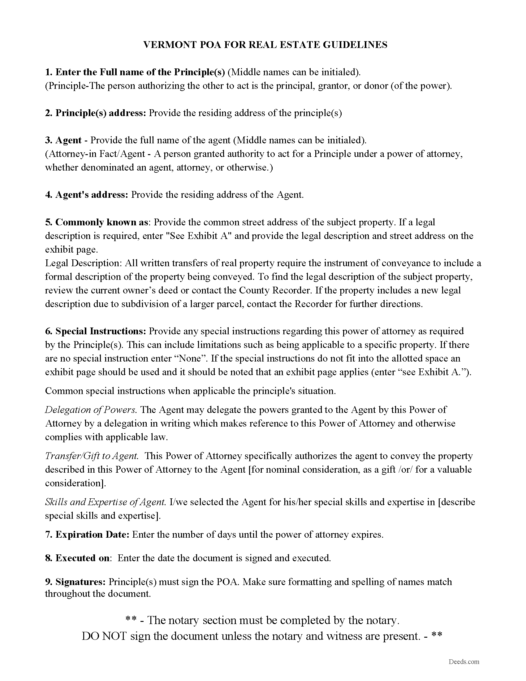 Addison County Power of Attorney Guidelines