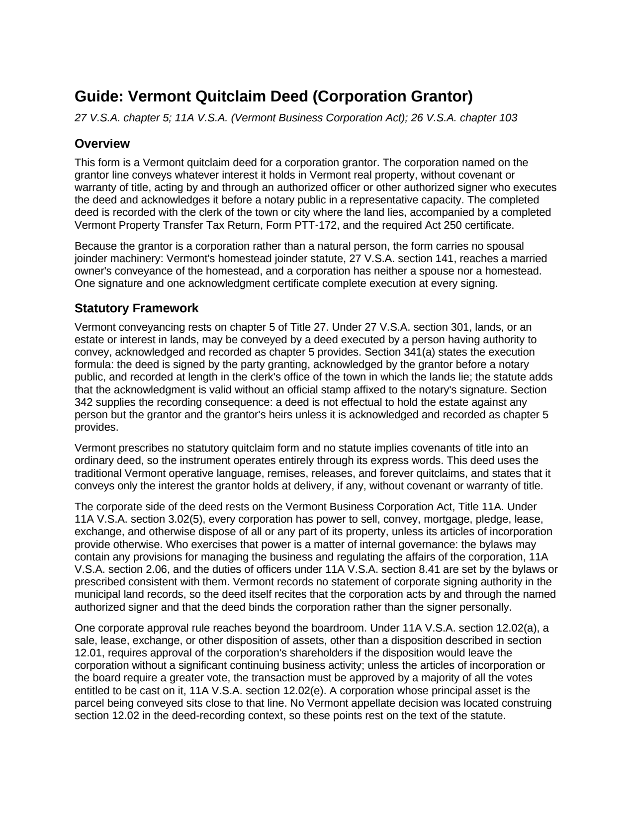 Essex County Quitclaim Deed (Corporation Grantor) Guide