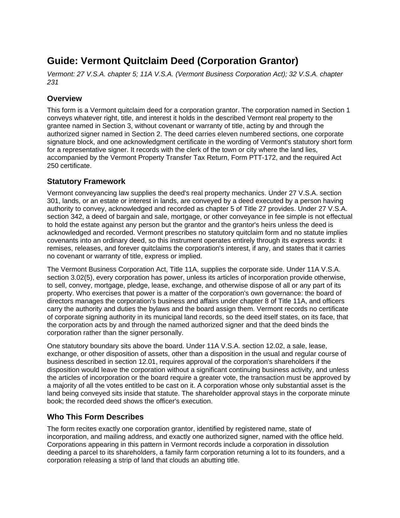 Washington County Quitclaim Deed (Corporation Grantor) Guide