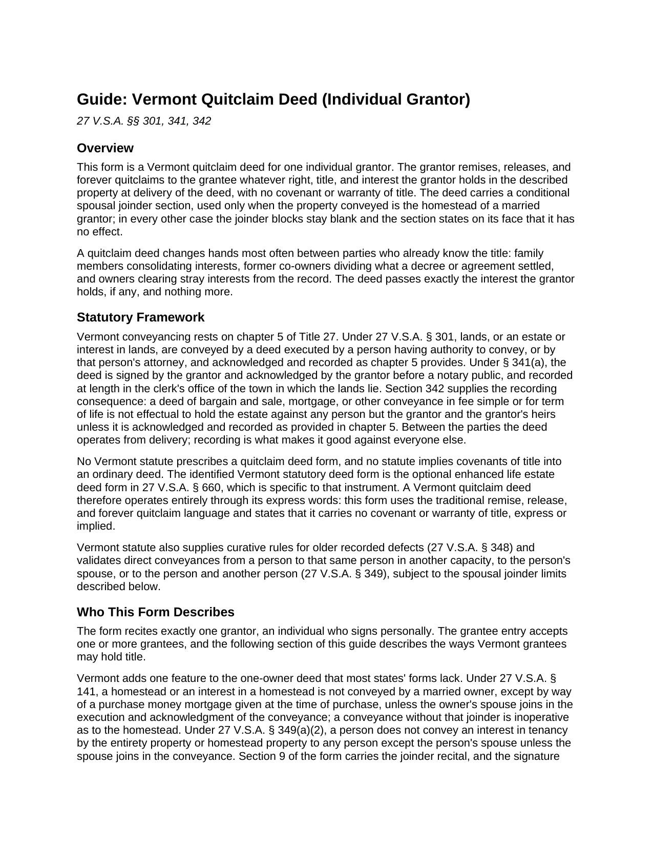 Orange County Quitclaim Deed (Individual) Guide