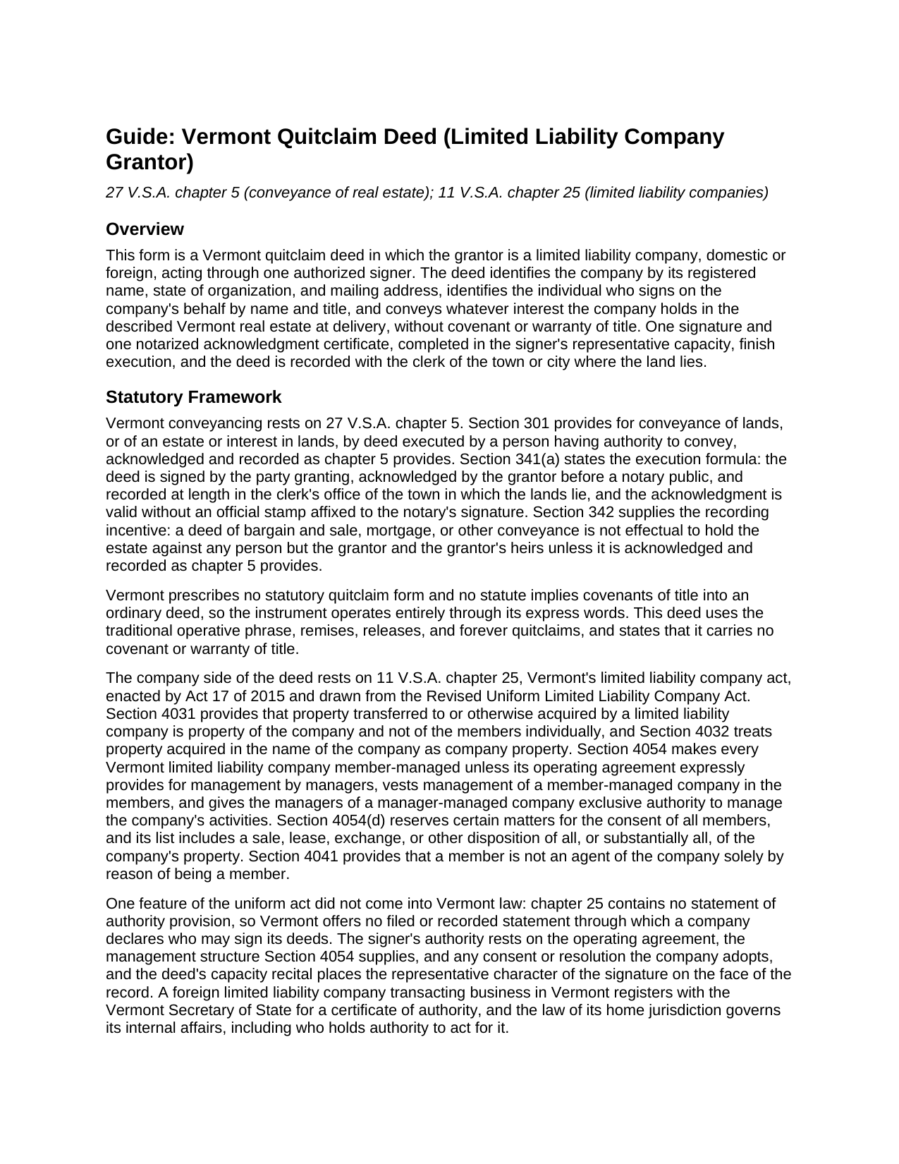 Essex County Quitclaim Deed (LLC Grantor) Guide