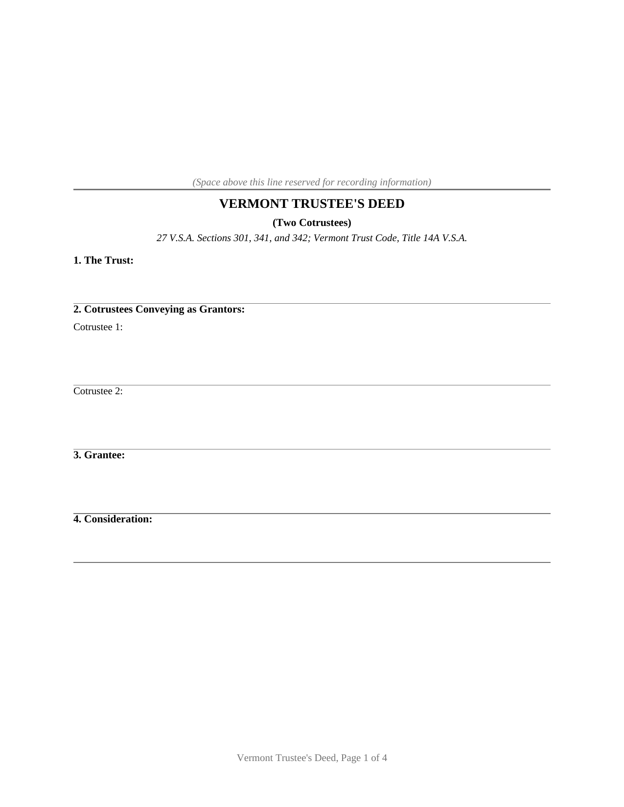 Franklin County Trustees Deed (Two Cotrustees) Form