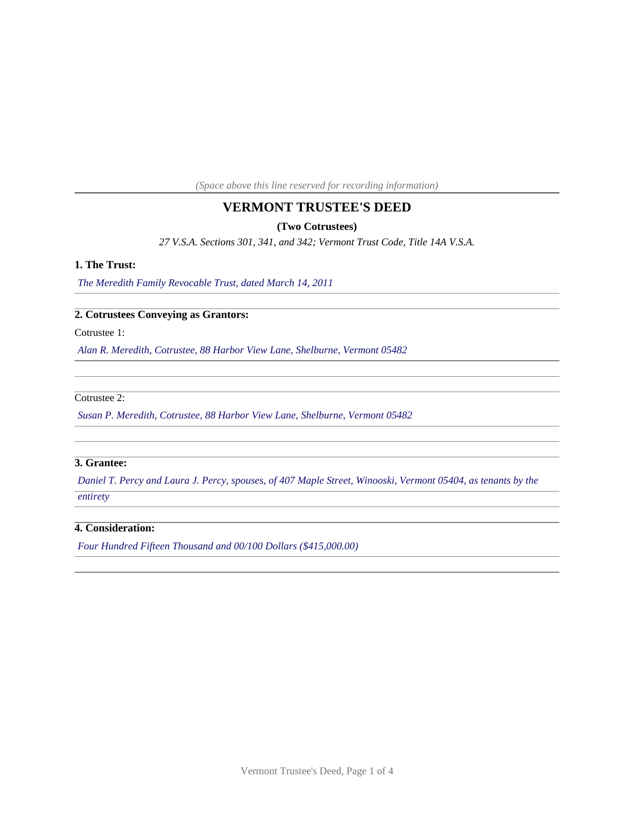 Franklin County Completed Example of the Trustees Deed (Two Cotrustees) Document