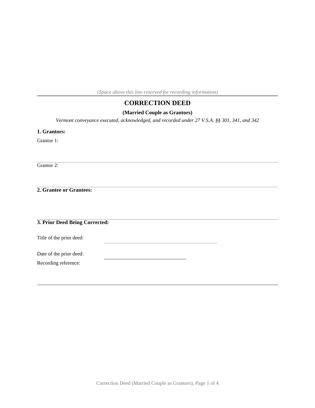 Vermont Correction Deed (Married Couple as Grantors)