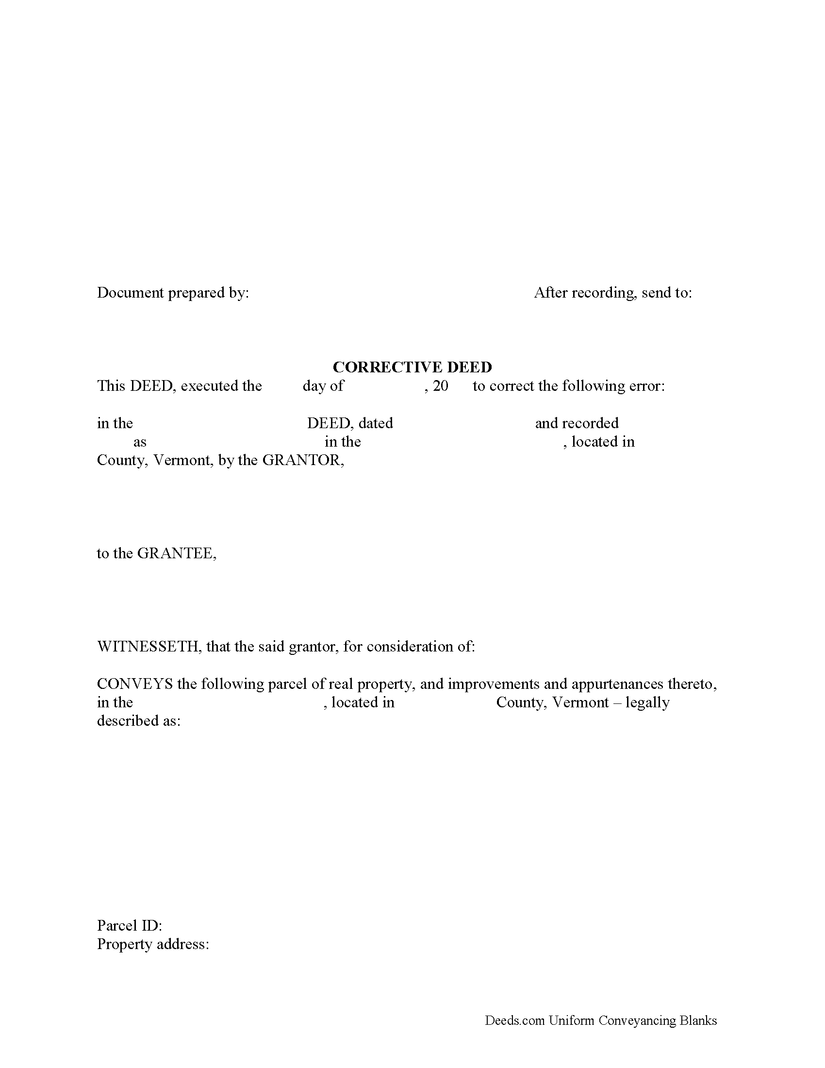 Vermont Correction Deed Image