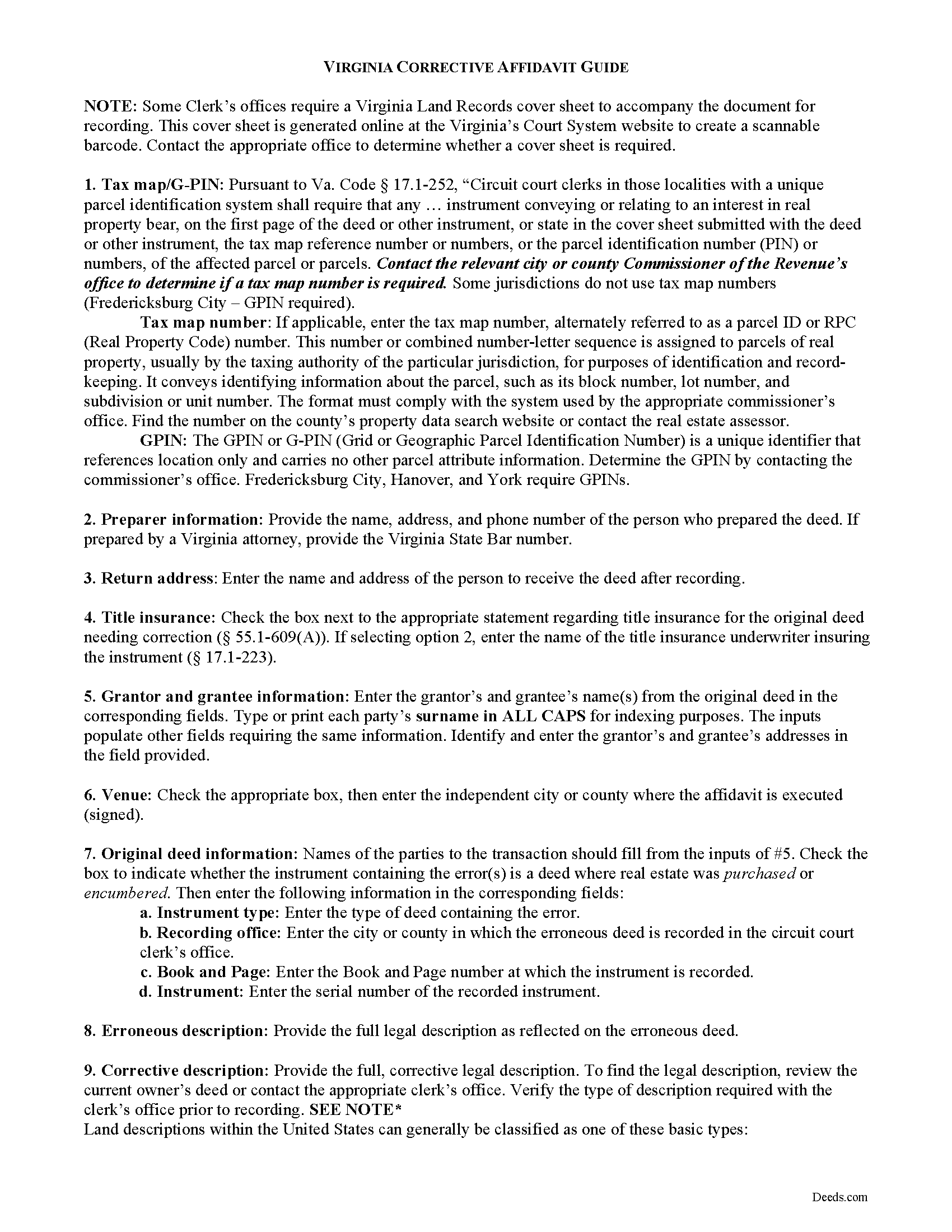 Loudoun County Corrective Affidavit Guide
