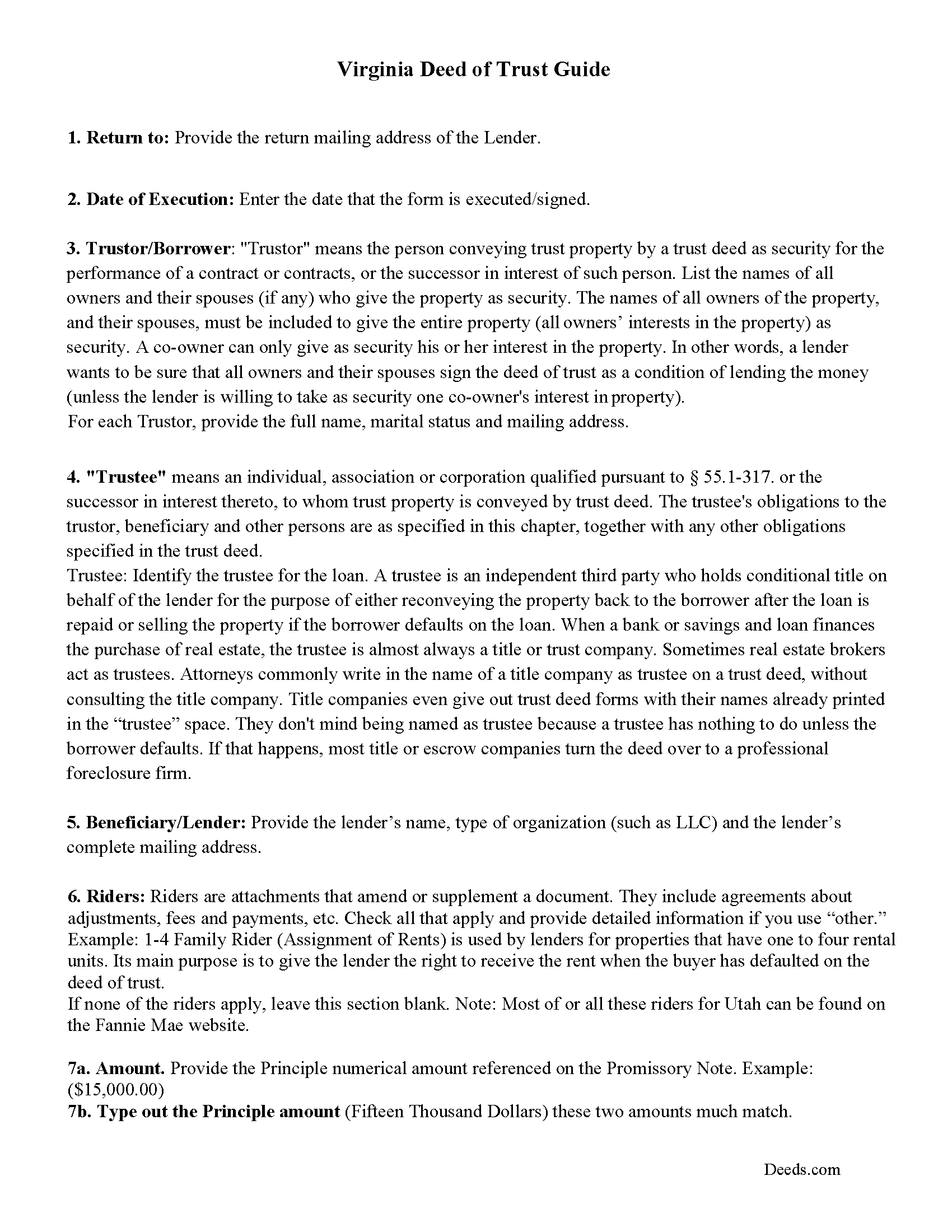 Isle Of Wight County Deed of Trust Guidelines