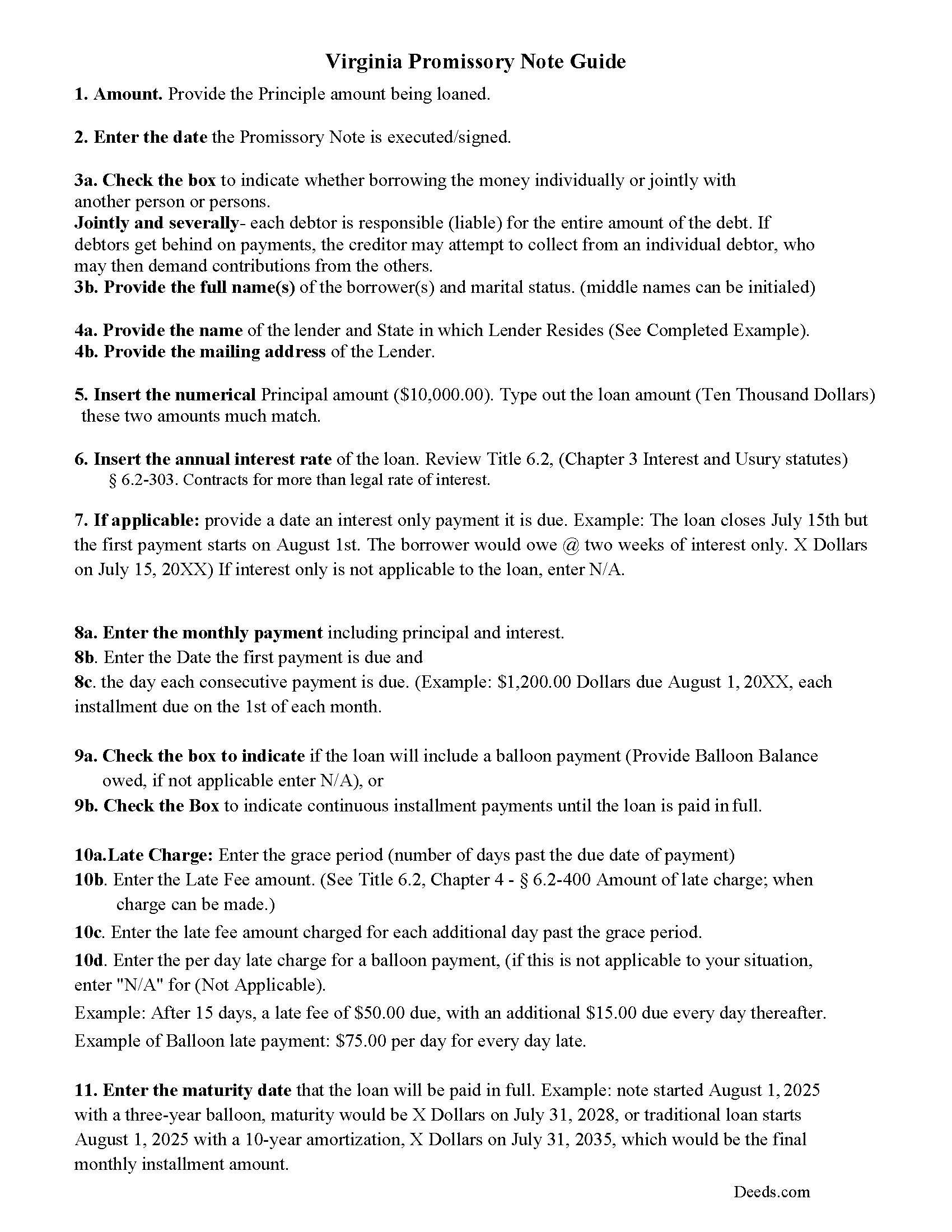 Isle Of Wight County Promissory Note Guidelines