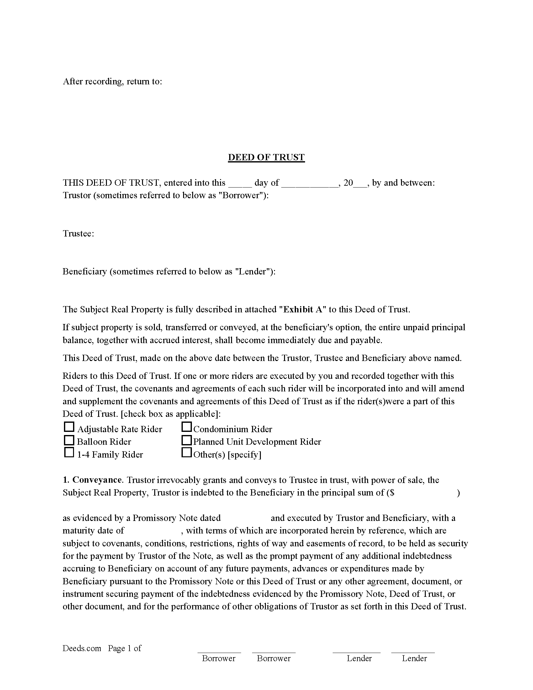 Deed of Trust Form