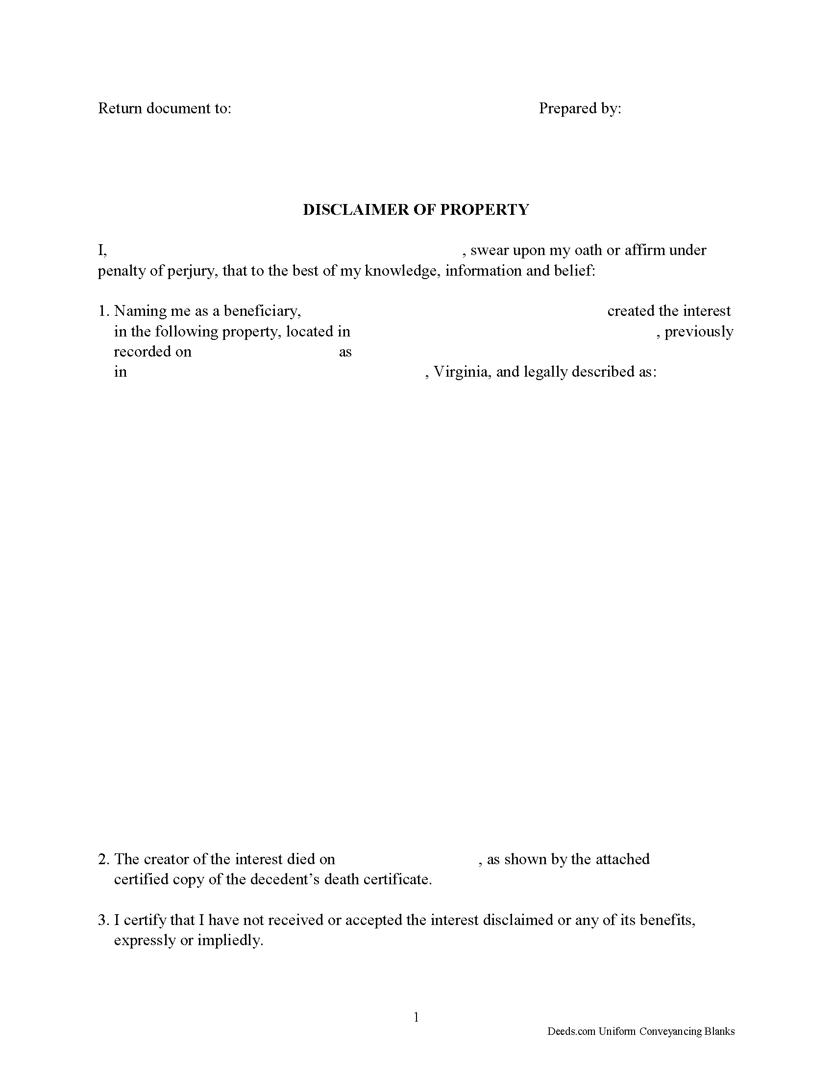 Buckingham County Disclaimer of Interest Form